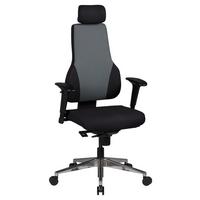 Chefsessel Quentin Grau ca. 63x149x63cm - Schwarz/Alufarben, MODERN, Kunststoff/Textil (63/149/63cm) - MID.YOU