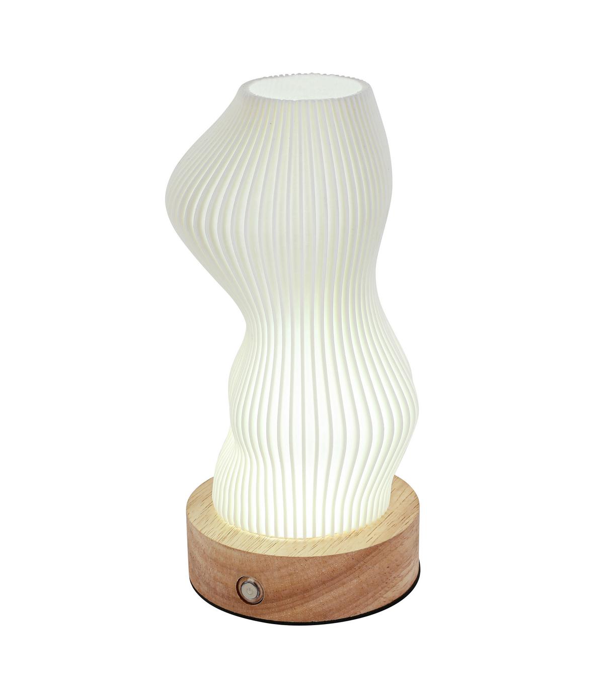 Akku-Tischleuchte Girtl Weiß max. 3 Watt - Weiß/Naturfarben, MODERN, Holz/Kunststoff (14cm) - Mömax