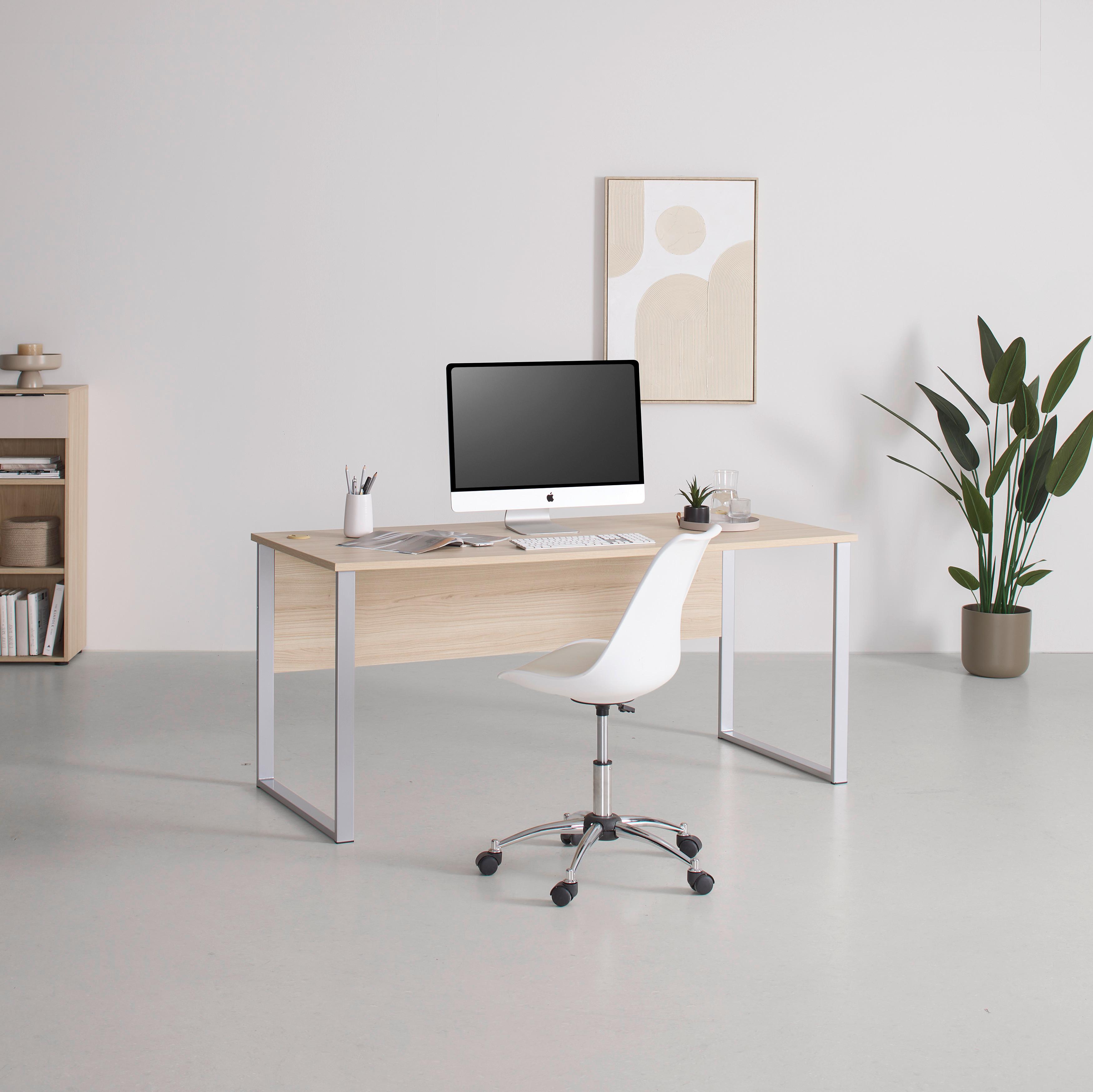 Schreibtisch Siena Eiche-/Silberfarben - Eichefarben/Silberfarben, MODERN, Holzwerkstoff (170/77/73cm) - Mömax