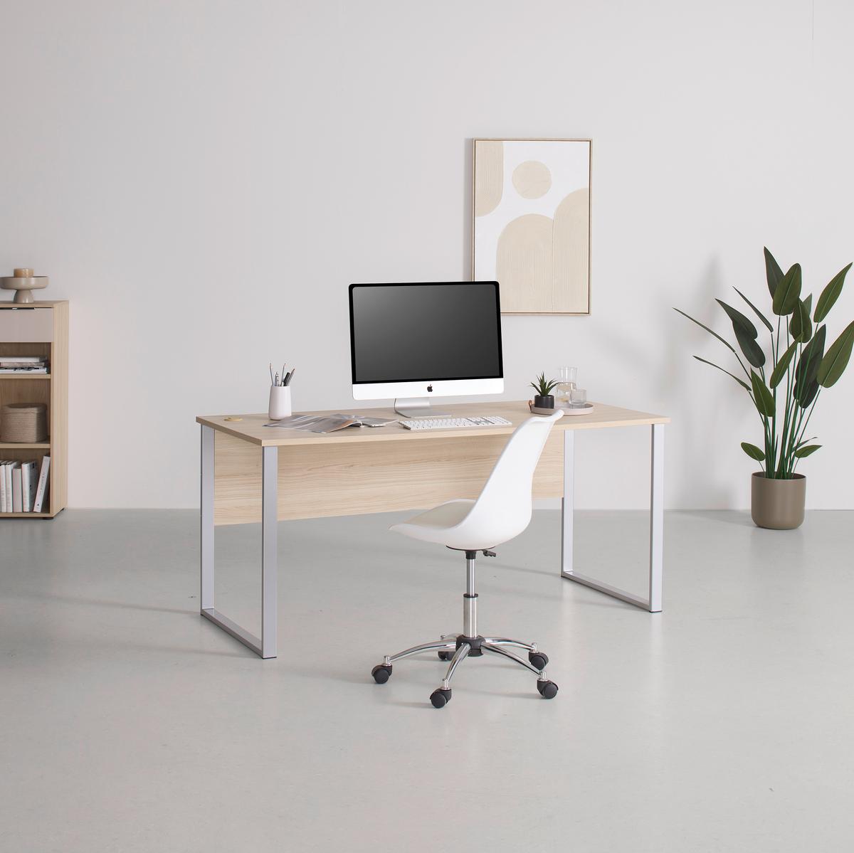 Schreibtisch Siena Eiche-/Silberfarben - Eichefarben/Silberfarben, MODERN, Holzwerkstoff (170/77/73cm) - Mömax