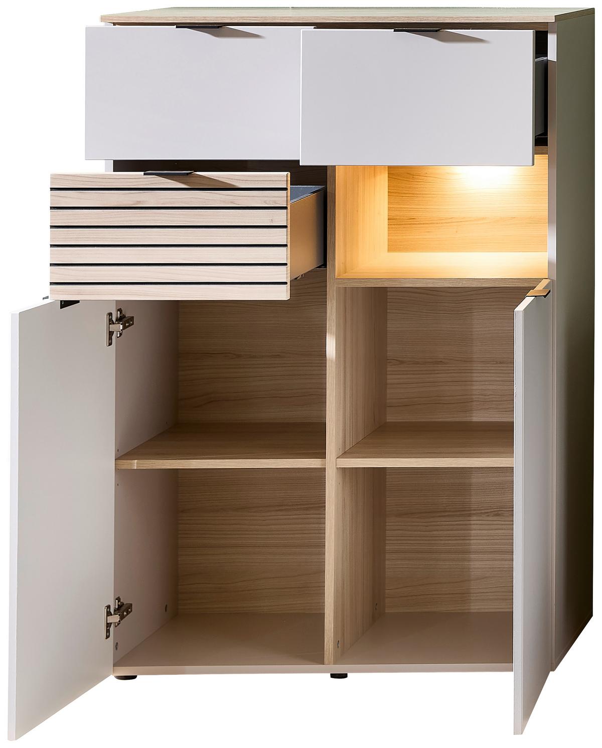 Highboard Memphis Eichefarben/Kaschmir - Kaschmir/Eichefarben, MODERN, Holzwerkstoff/Metall (84/125/45cm) - Premium Living