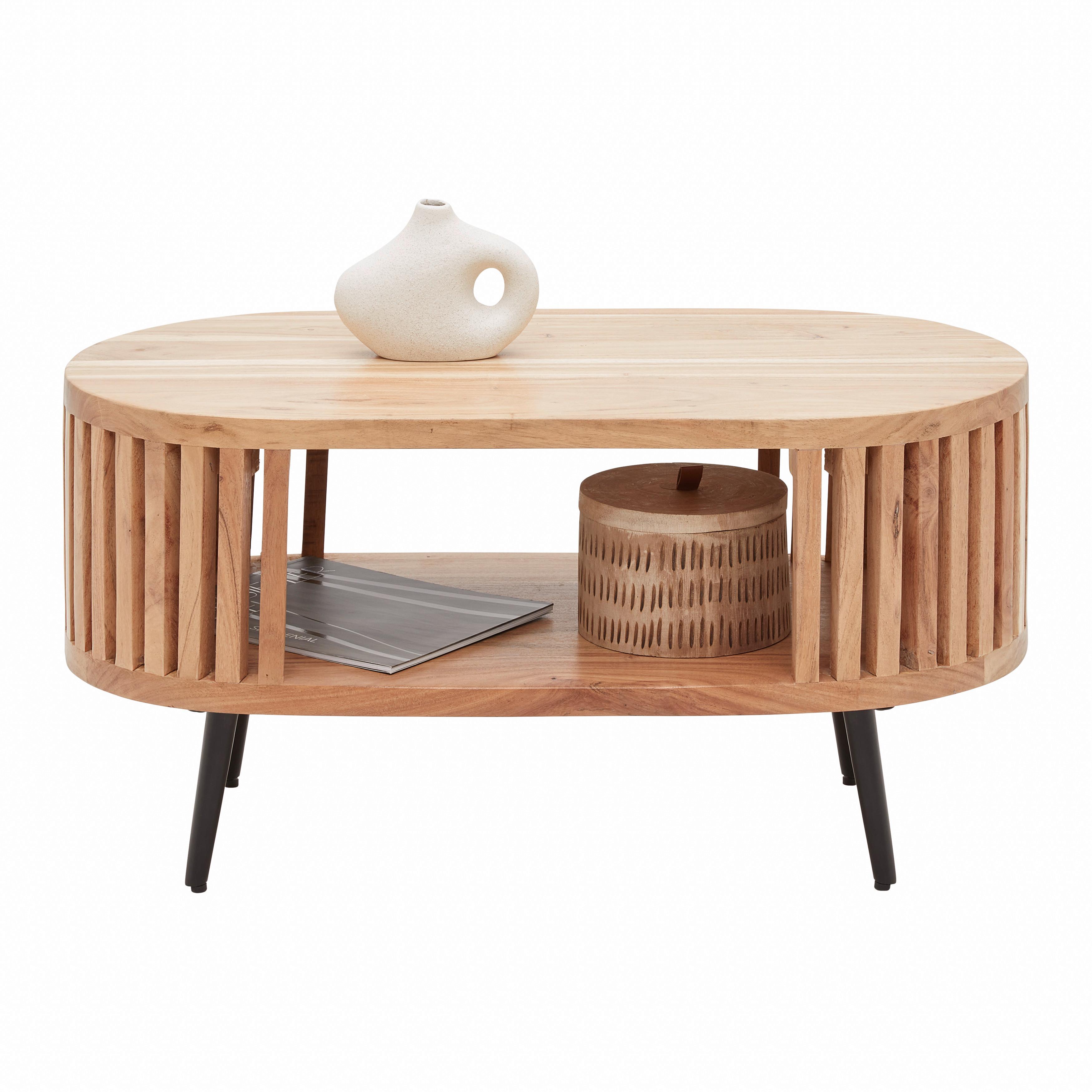SOFFBORD MADDI - svart/naturfärgad, Lifestyle, metall/trä (80/40/40cm) - Mömax