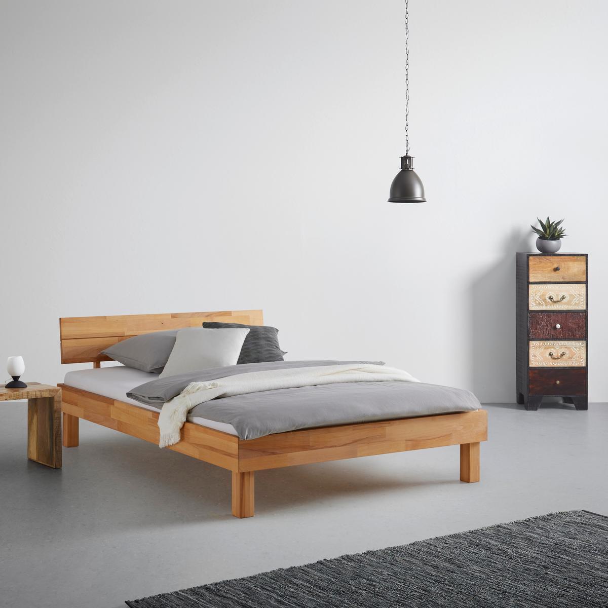 Bett aus Massiv Holz ca. 140x200cm - Naturfarben, KONVENTIONELL, Holz (140/200cm) - ecoTree