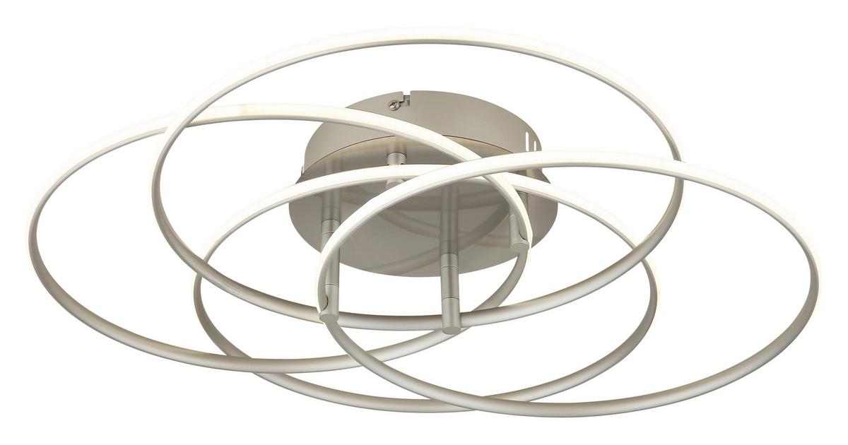 LED-DECKENLEUCHTE 67355-55N KOMBOS - Weiss/Nickelfarben, Design, Kunststoff/Metall (51,5/11,4cm) - Globo