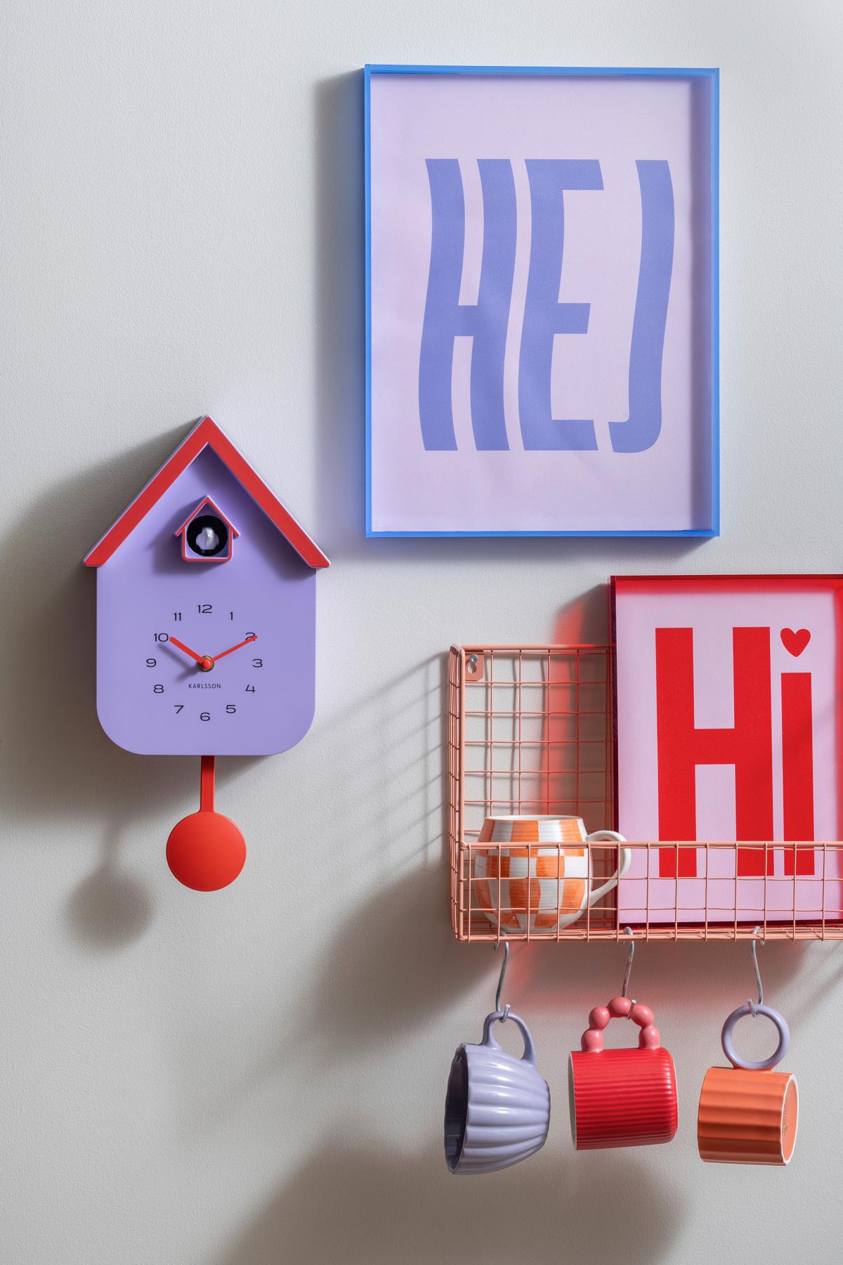 ZEGAR ŚCIENNY DUPLA COLOR CUCKOO - różnokolorowy, Basics, tworzywo sztuczne (41.5/21.5cm) - Karlsson