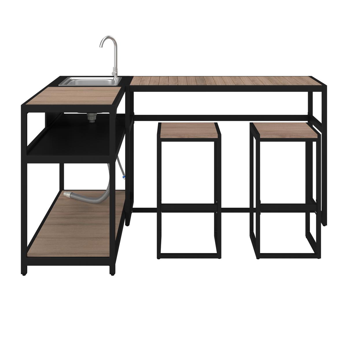 Vanjska Kuhinja Delia - prirodne boje/crna, Moderno, metal/plastika - Bessagi Garden