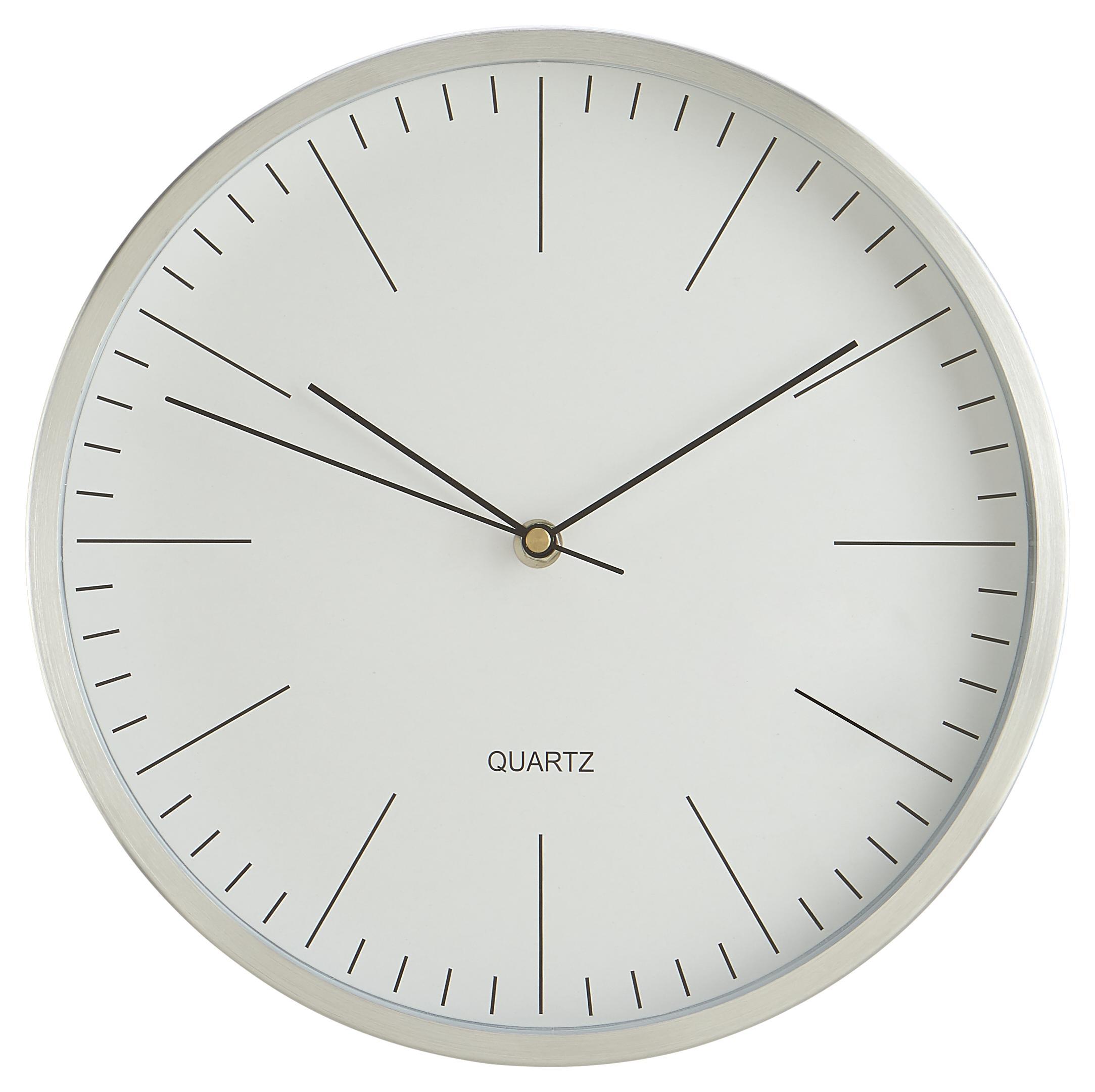 Uhr Rena in Silber/ Weiss ca.Ø29,6cm - Silberfarben/Weiß, MODERN, Glas/Metall (29,6cm) - Bessagi Home