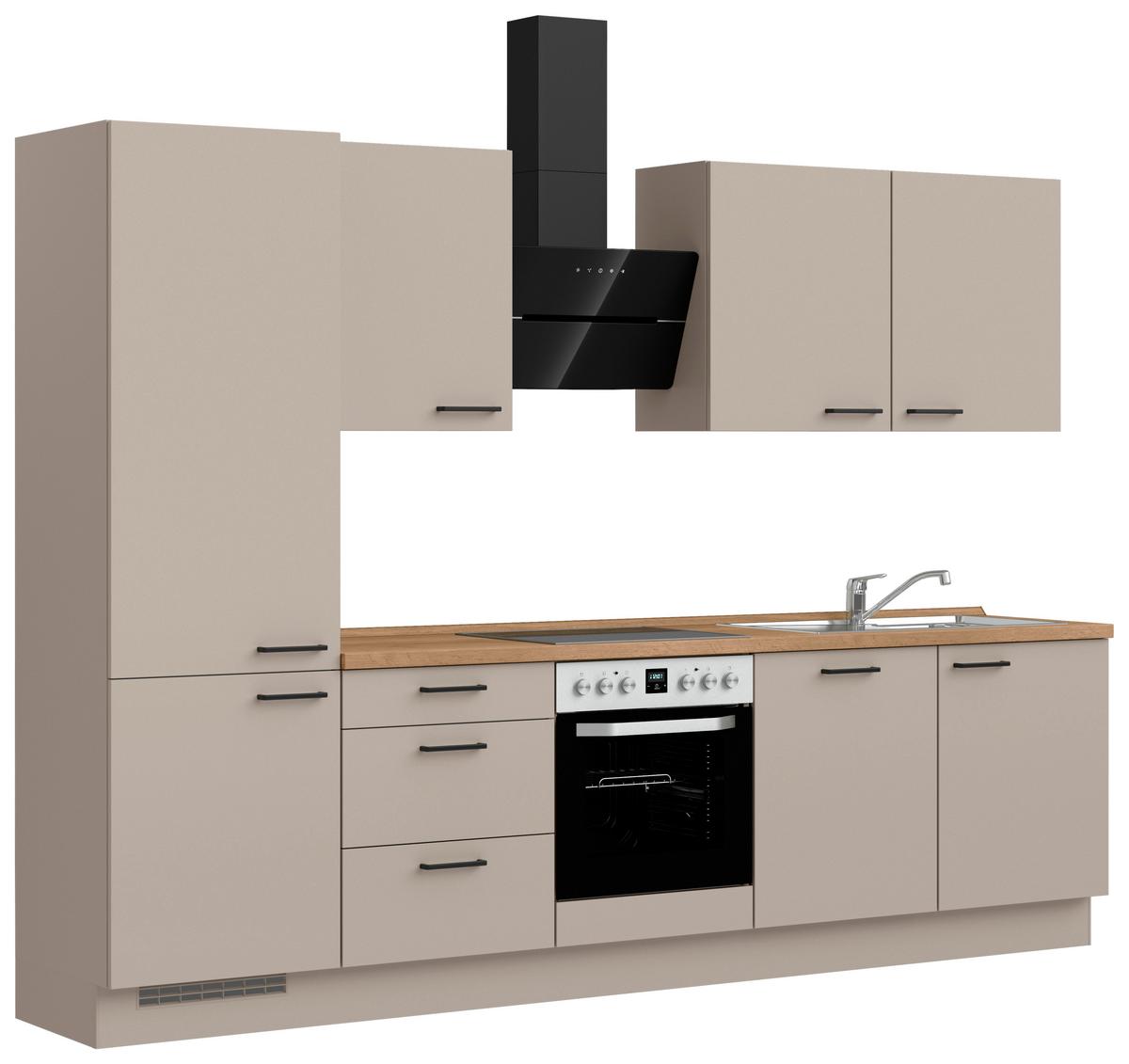 Küchenleerblock Easytouch High o. Geräte Sandfarben - Sandfarben/Eichefarben, MODERN, Holzwerkstoff/Metall (300cm) - Nobilia