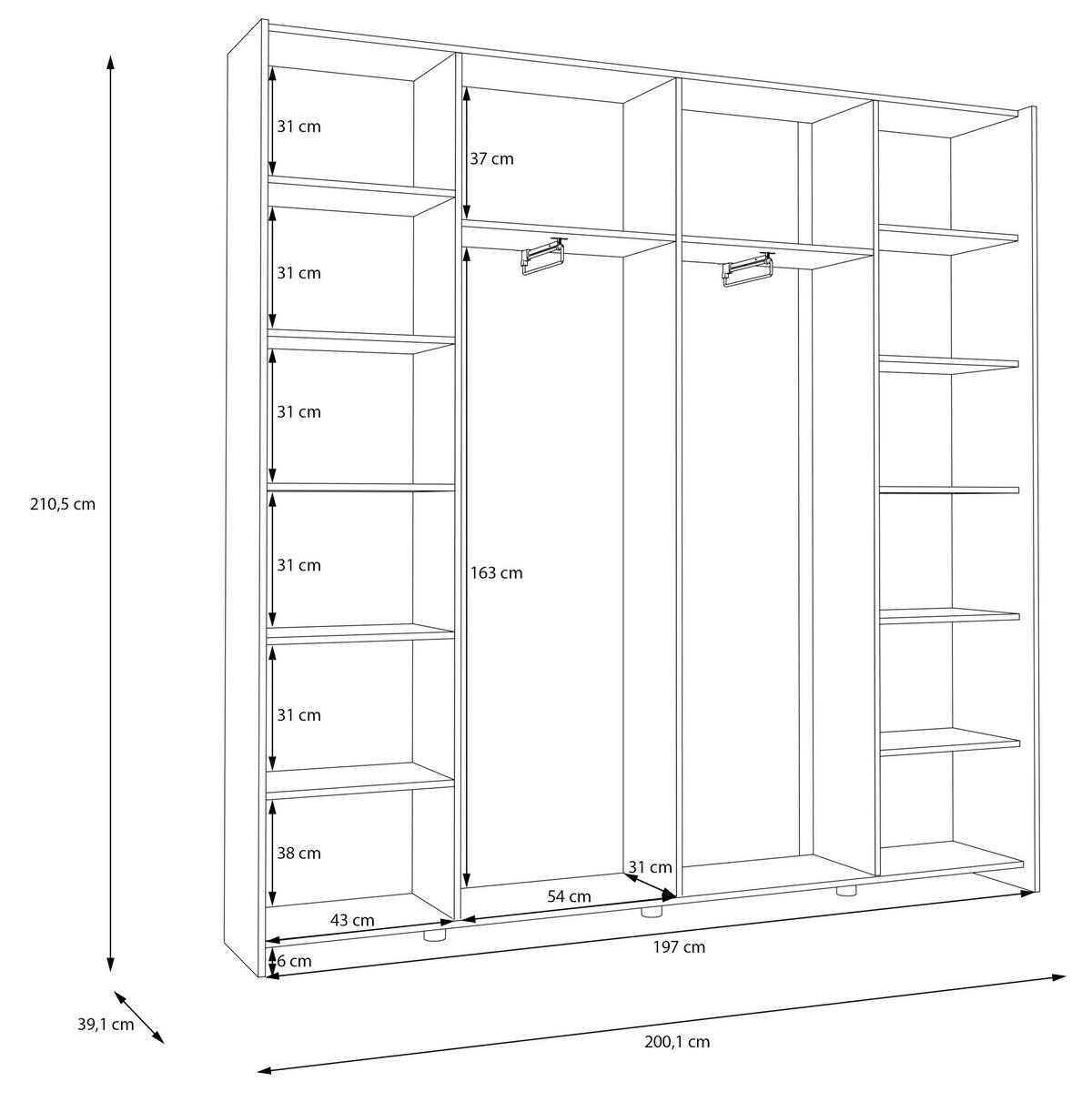 Ormar S Kliznim Vratima Home Nook - bijela, Basics, drvni materijal (200,1/210/39,1cm) - Modern Living
