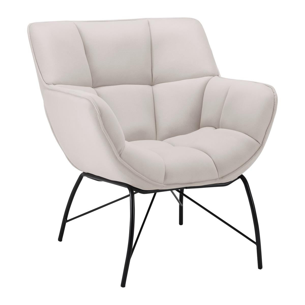 Sessel Robin ca. 72x78 cm hellgrau - Hellgrau/Schwarz, MODERN, Textil/Metall (72/78/81cm) - Bessagi Home