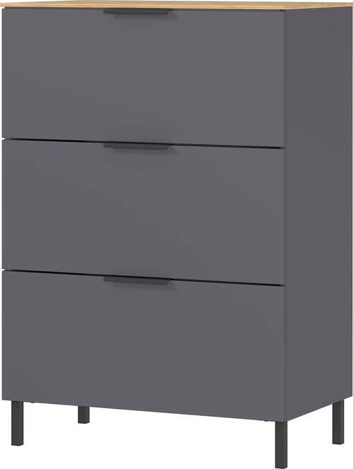 Kommode California in Eichenfarben/Graphit - Eichefarben/Graphitfarben, Modern, Holzwerkstoff/Metall (68/98/40cm) - Premium Living