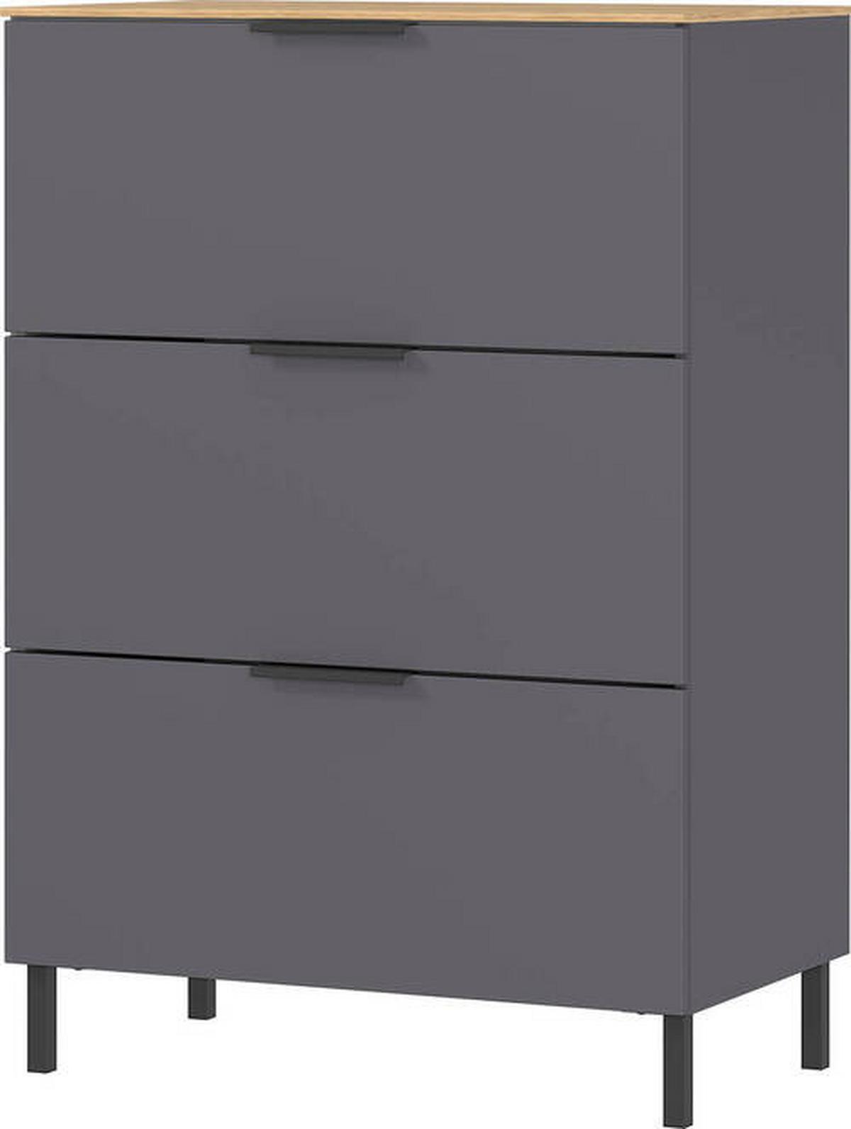 Kommode California in Eichenfarben/Graphit - Eichefarben/Graphitfarben, Modern, Holzwerkstoff/Metall (68/98/40cm) - Premium Living