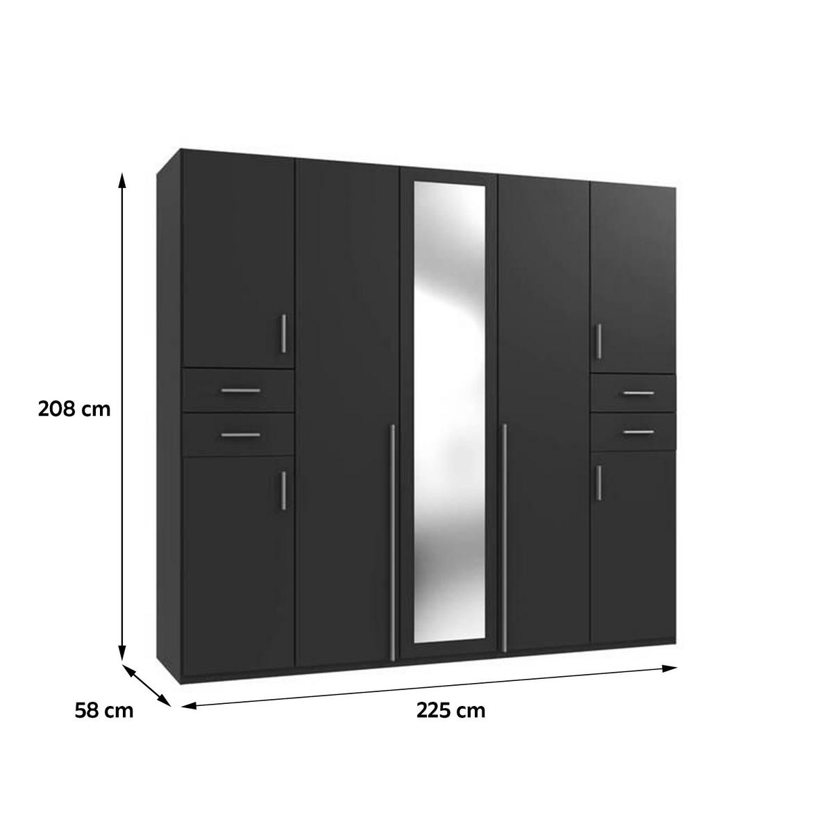 Ormar S Klasičnim Vratima Vegas - bijela/boje grafita, Basics, drvni materijal (225/208/58cm) - Modern Living