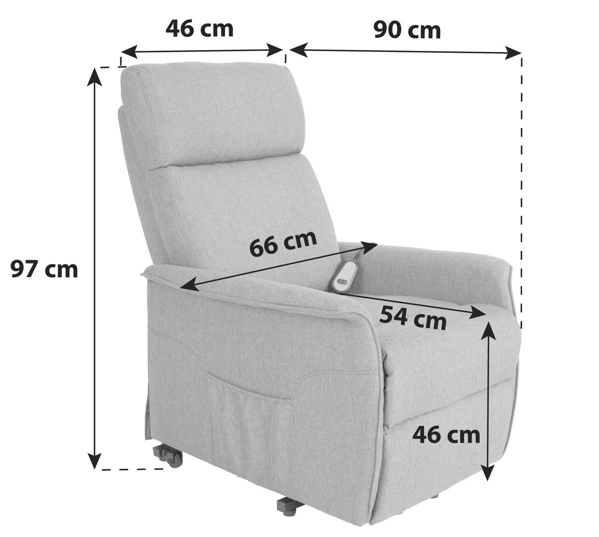 Tv-fotelj Graham, Siva, Električno Nastavljiv - temno siva/siva, Konvencionalno, kovina/tekstil (66/80-97/90-159,5cm) - Modern Living