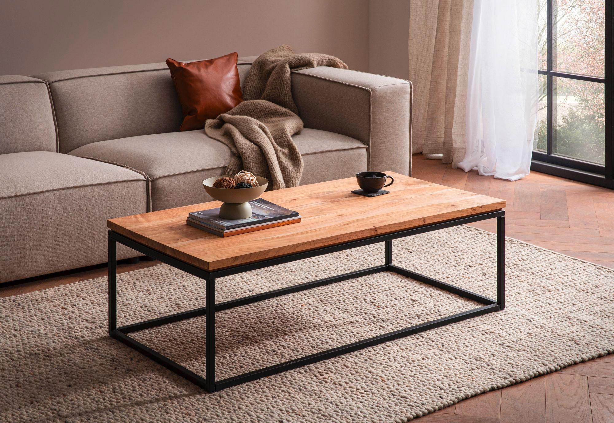 COUCHTISCH WL7.309 - Schwarz/Akaziefarben, Design, Holz/Metall (120/60/40cm) - Livetastic