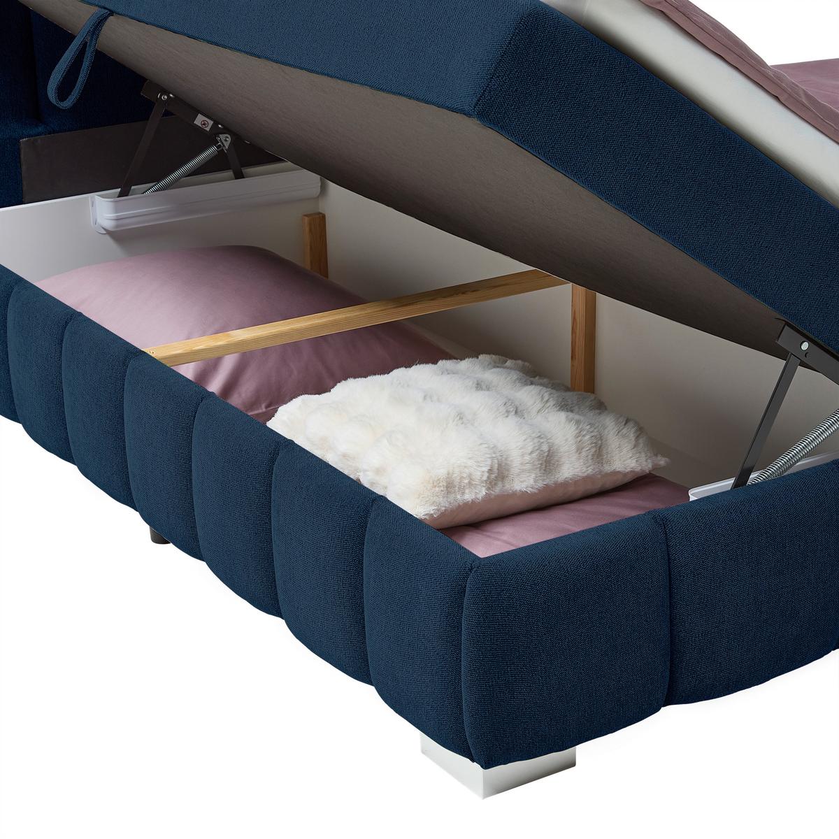 Boxbett Elaris Blau ca. 160x200cm - Blau/Chromfarben, KONVENTIONELL, Kunststoff/Textil (160/200cm) - Mömax