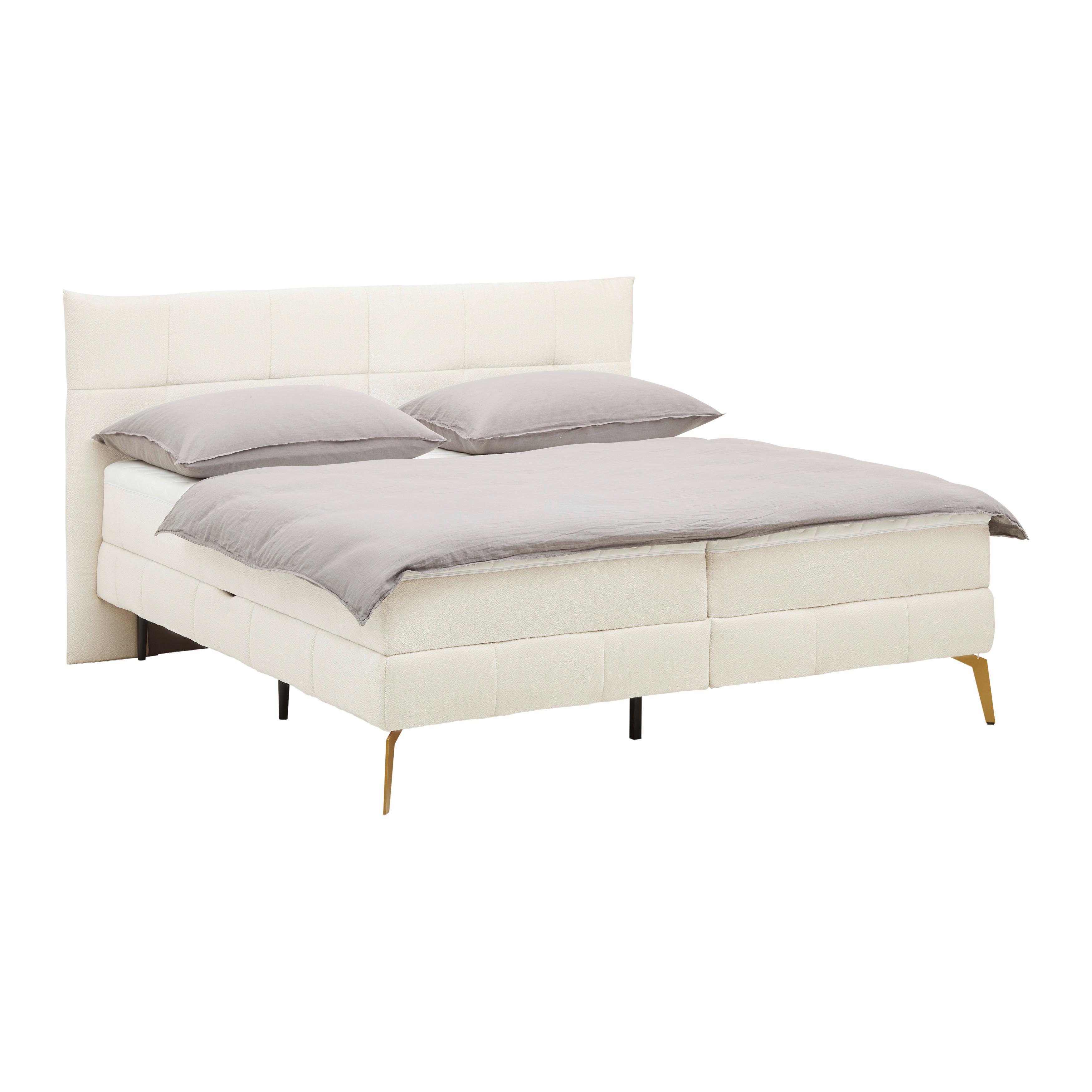 Boxbett Jolin in Creme ca. 180x200cm - Goldfarben/Creme, Holz/Holzwerkstoff (180/200cm) - Premium Living