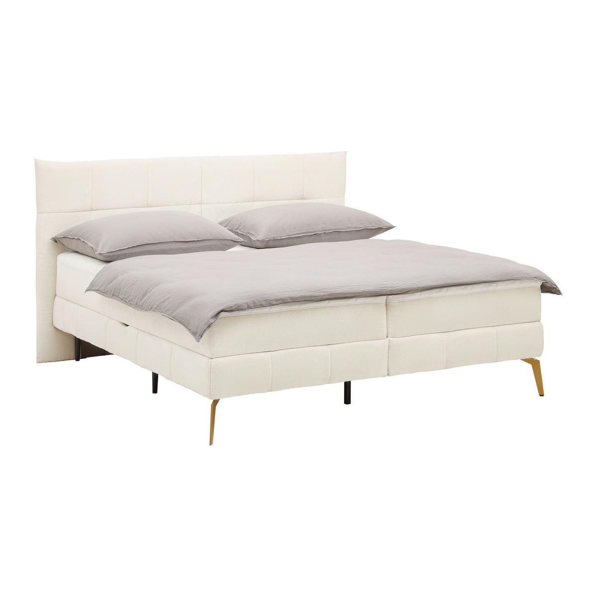 Boxbett Jolin in Creme ca. 180x200cm - Goldfarben/Creme, Holz/Holzwerkstoff (180/200cm) - Premium Living