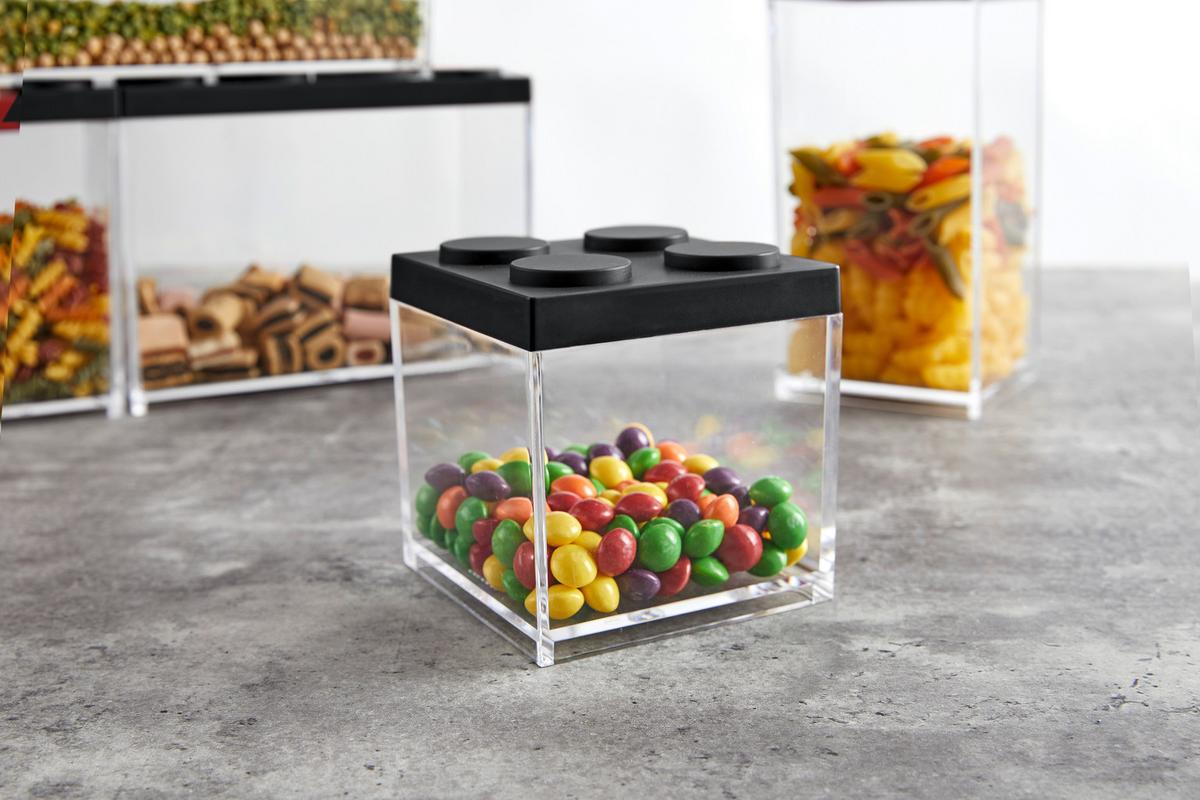 POJEMNIK KUCHENNY AGNETO - czarny/przezroczysty, tworzywo sztuczne (10/10/10,5cm)