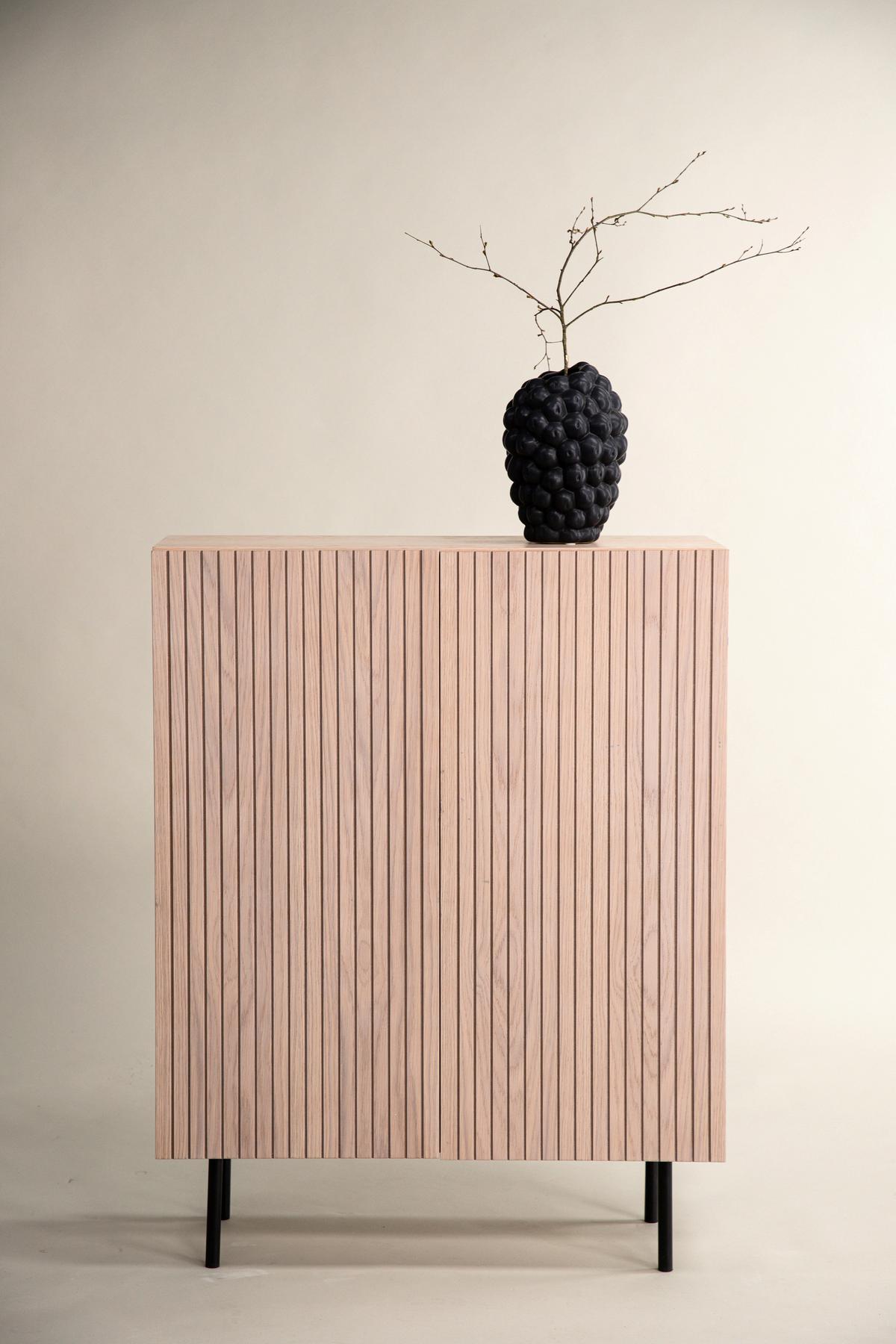 HIGHBOARD BJÖRKÖN - Eichefarben/Schwarz, Design, Holz/Holzwerkstoff (80/103/30cm) - Livetastic