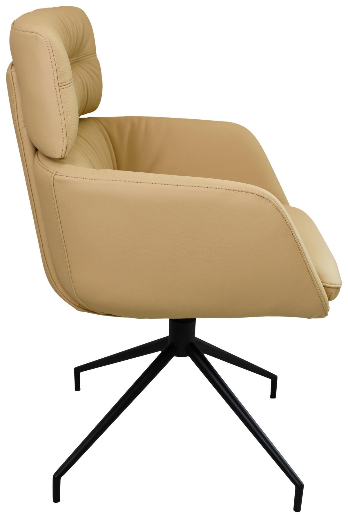 KRZESŁO Z PODŁOKIETNIKAMI PABLO -EXKLUSIV- - czarny/jasnobrązowy, Design, skóra/metal (62/92/66cm) - Dieter Knoll