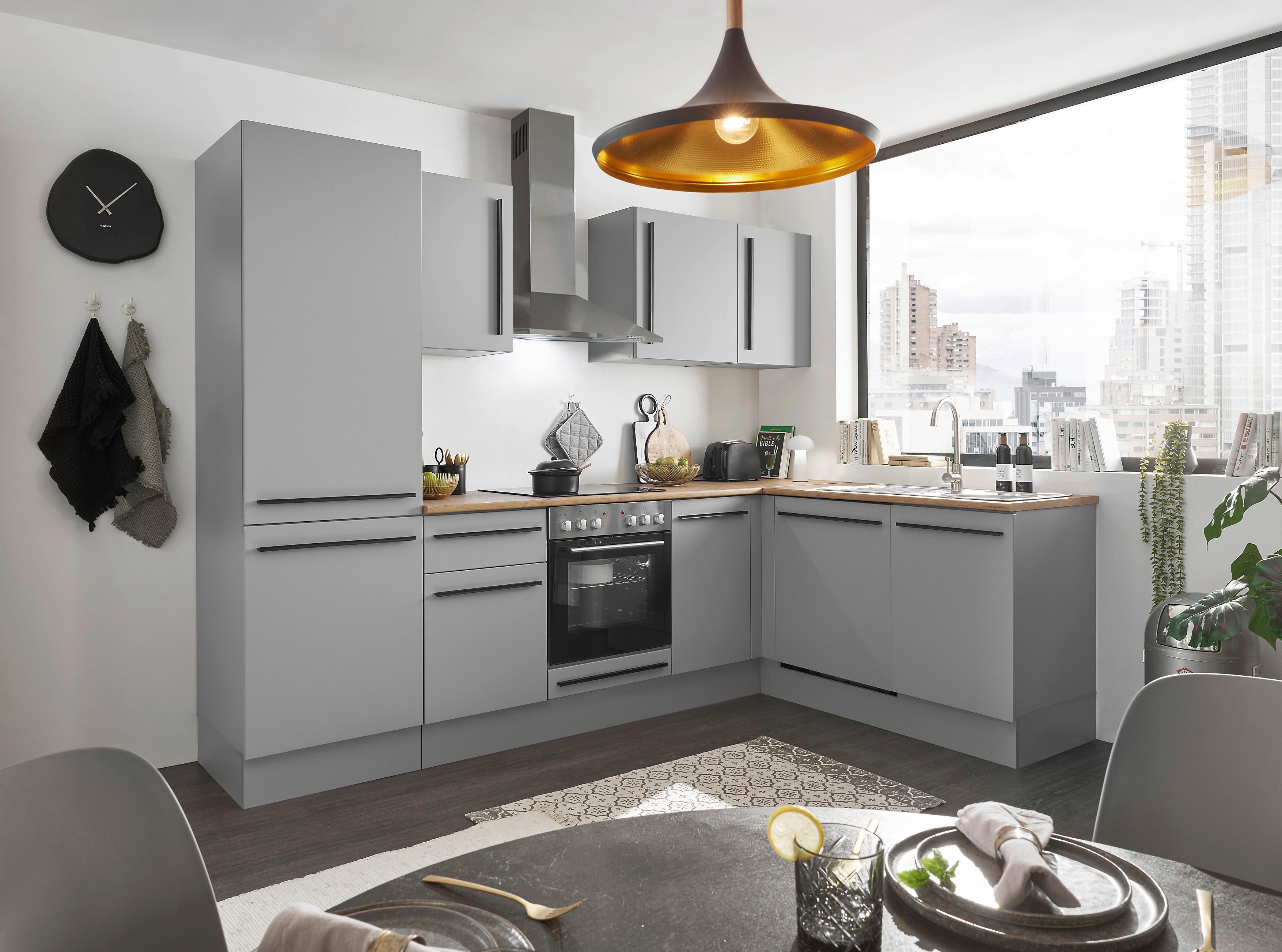 Eckküche Denver ca.280x175 cm Grau - Eichefarben/Schwarz, Design, Holzwerkstoff/Kunststoff (280/175cm) - P & B