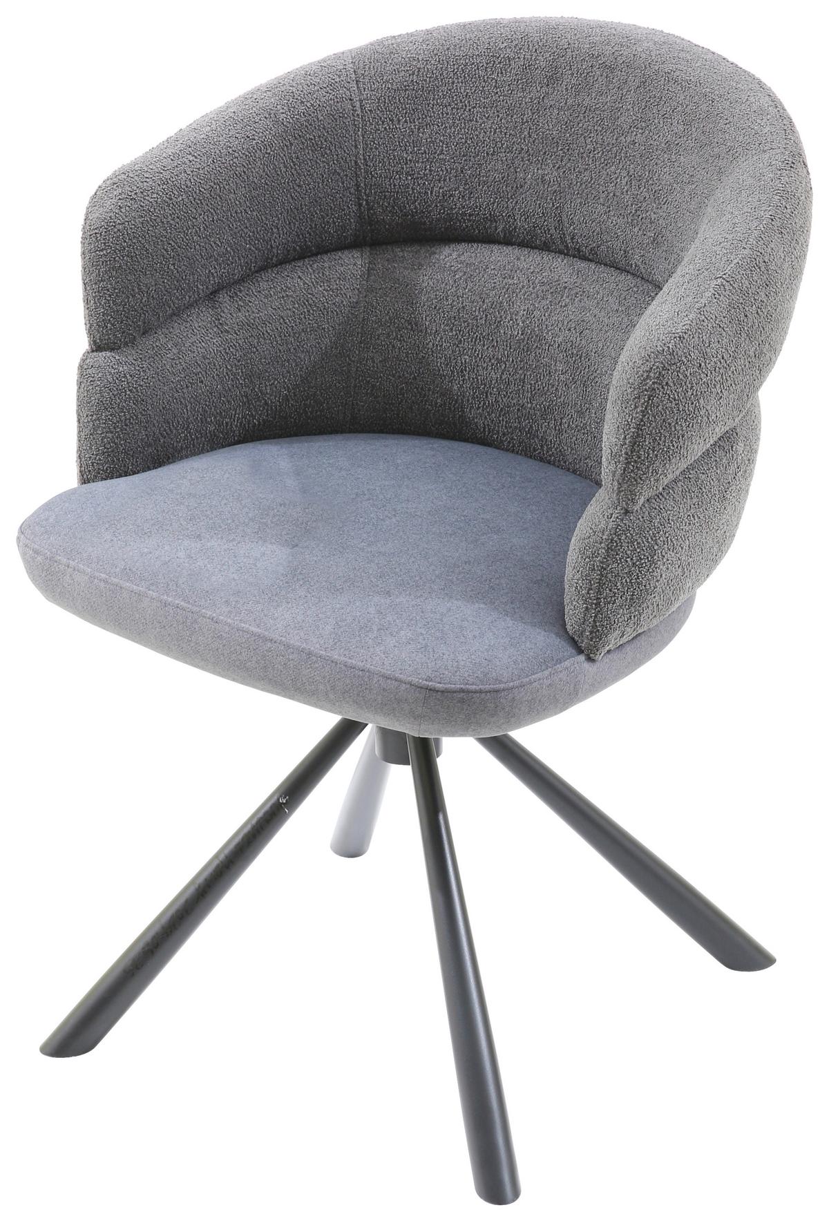 Armlehnstuhl Malia Grau - Schwarz/Grau, MODERN, Textil/Metall (58/83/62cm) - Premium Living