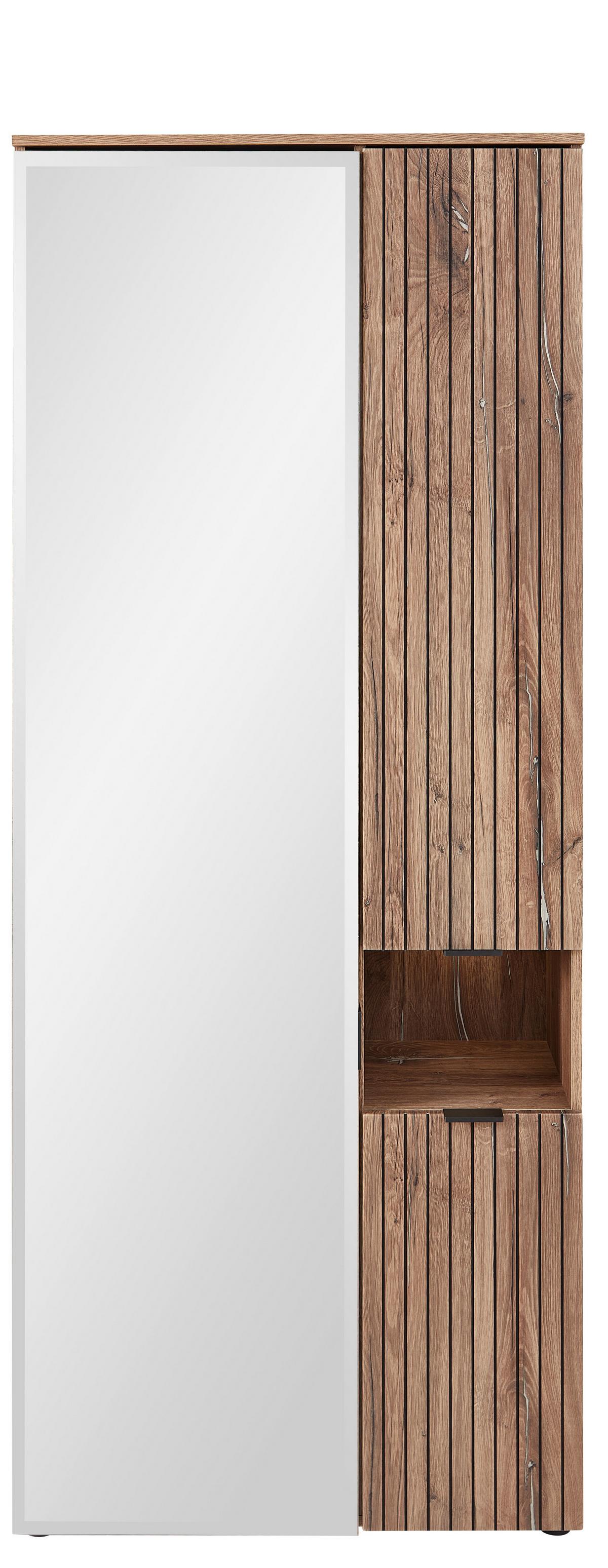 SZAFA DO PRZEDPOKOJU LINEA - kolor dębowy/czarny, Modern, materiał drewnopochodny/metal (82/204/38cm) - MID.YOU