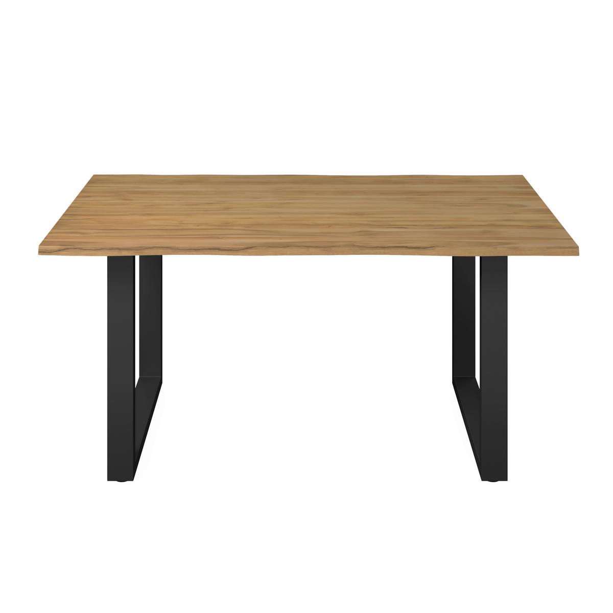 Esstisch Filo in Holz Akazie massiv ca. 160x90 cm - Schwarz/Akaziefarben, MODERN, Holz/Metall (160/90/76cm) - Bessagi Home