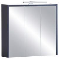 Spiegelschrank Lovis Dunkelblau mit LED 3-türig - MODERN, Glas/Holzwerkstoff (65,0/62,7/16,0cm) - MID.YOU