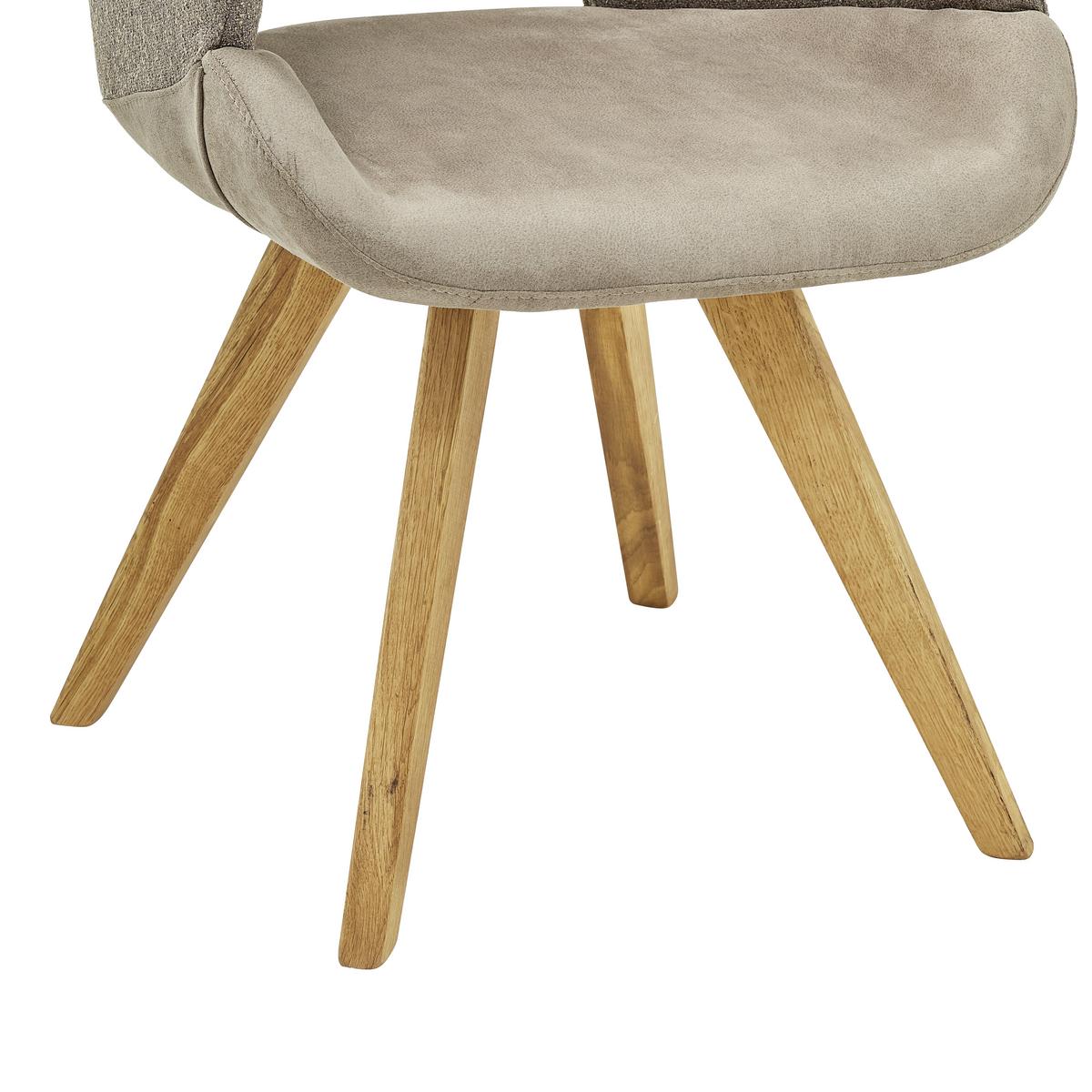 KRZESŁO Z PODŁOKIETNIKAMI RINCON - kolor dębowy/kremowy, Design, materiał drewnopochodny/tkanina (58/83/59cm) - Linea Natura