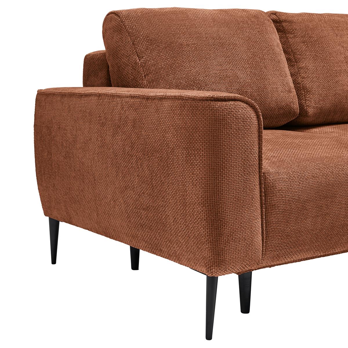 Ecksofa Custom Terracotta - Terracotta/Schwarz, MODERN, Textil/Metall (255/164cm) - Mömax