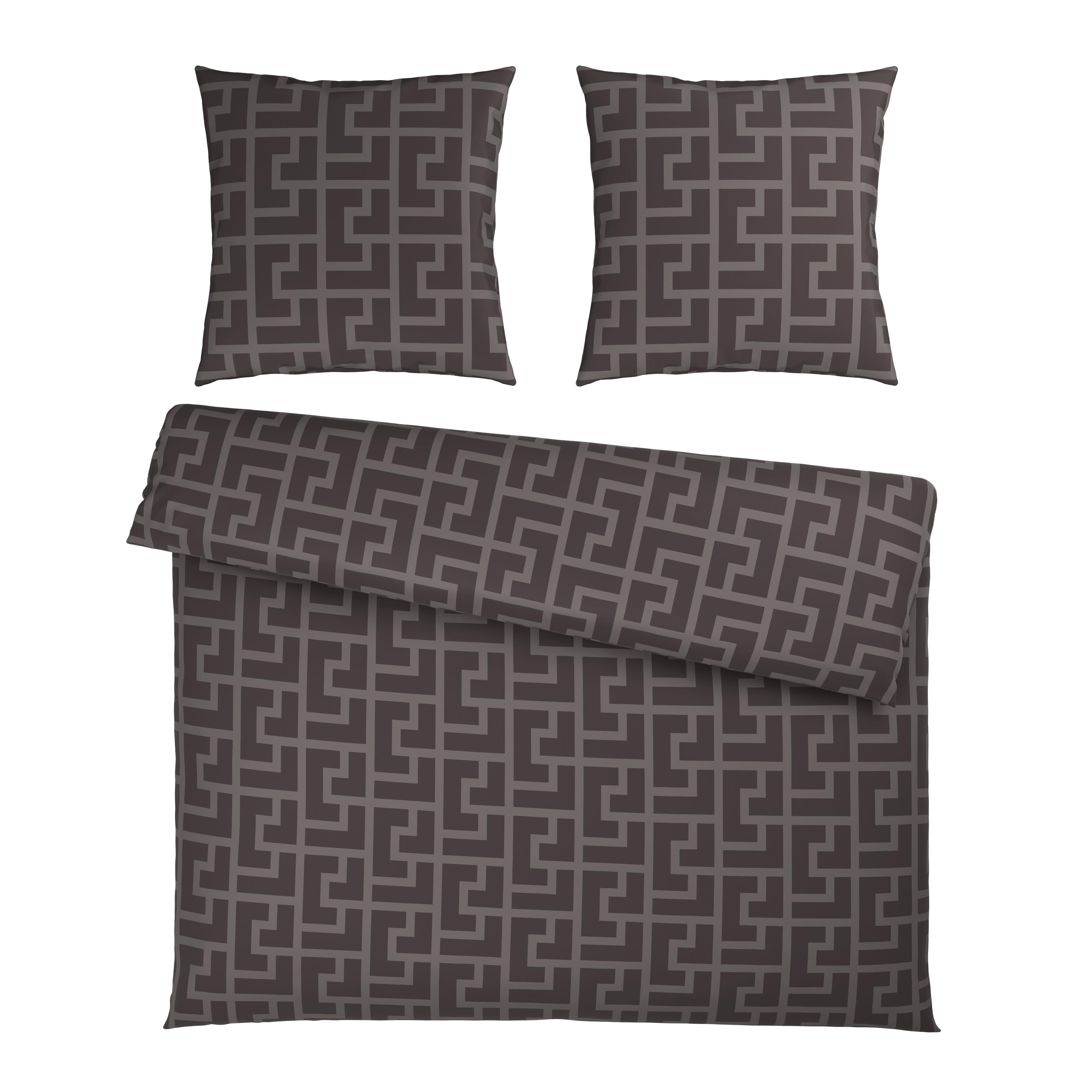 Bettwäsche Mäander XXL Graubraun ca. 200x200cm - Graubraun, ROMANTIK / LANDHAUS, Textil (200/200cm) - Mömax