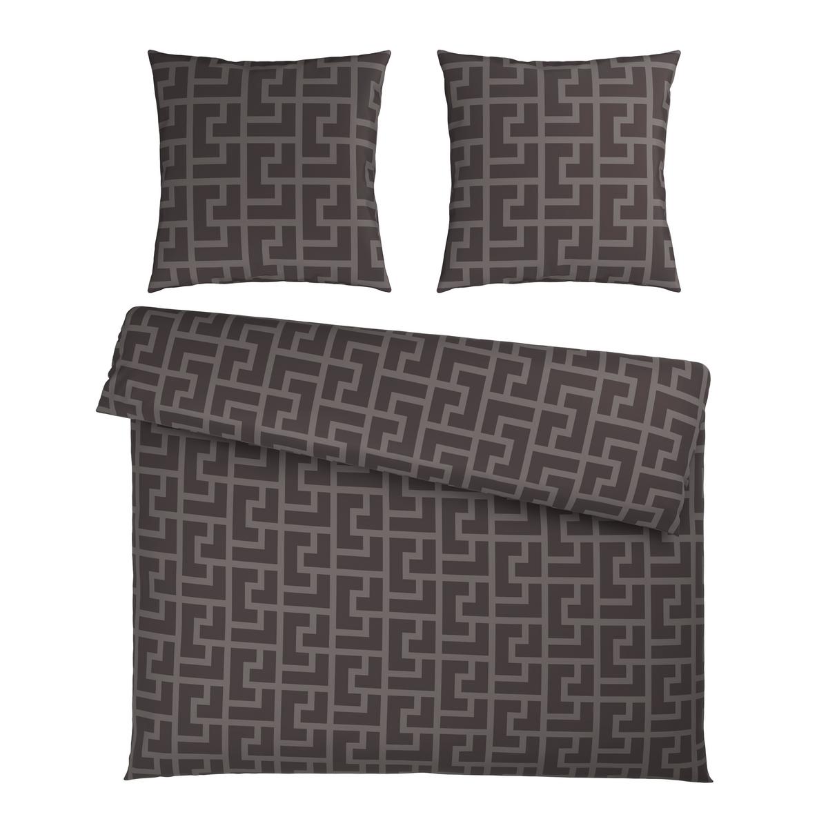 Bettwäsche Mäander XXL Graubraun ca. 200x200cm - Graubraun, ROMANTIK / LANDHAUS, Textil (200/200cm) - Mömax