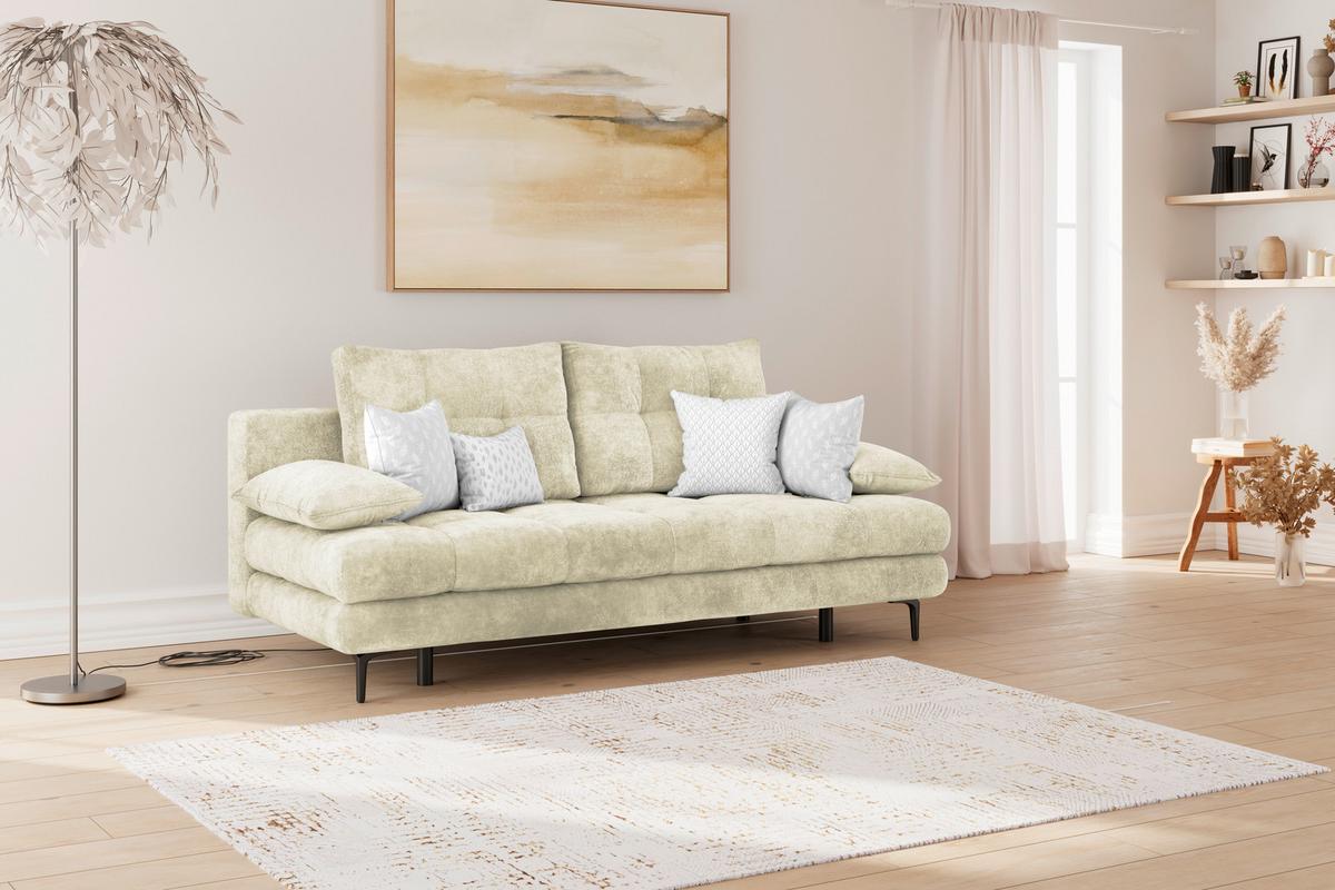 Canapea extensibila PERLA - crem, Konventionell, textil (203/94/96cm)