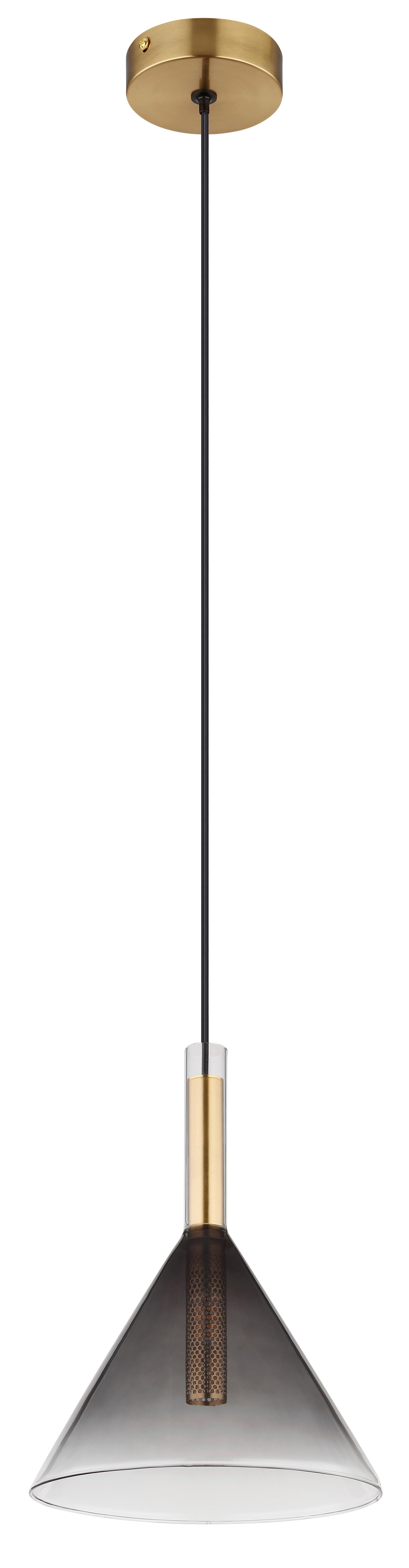 HÄNGELEUCHTE 16045H - Klar/Messingfarben, Design, Glas/Metall (20/120cm) - Globo