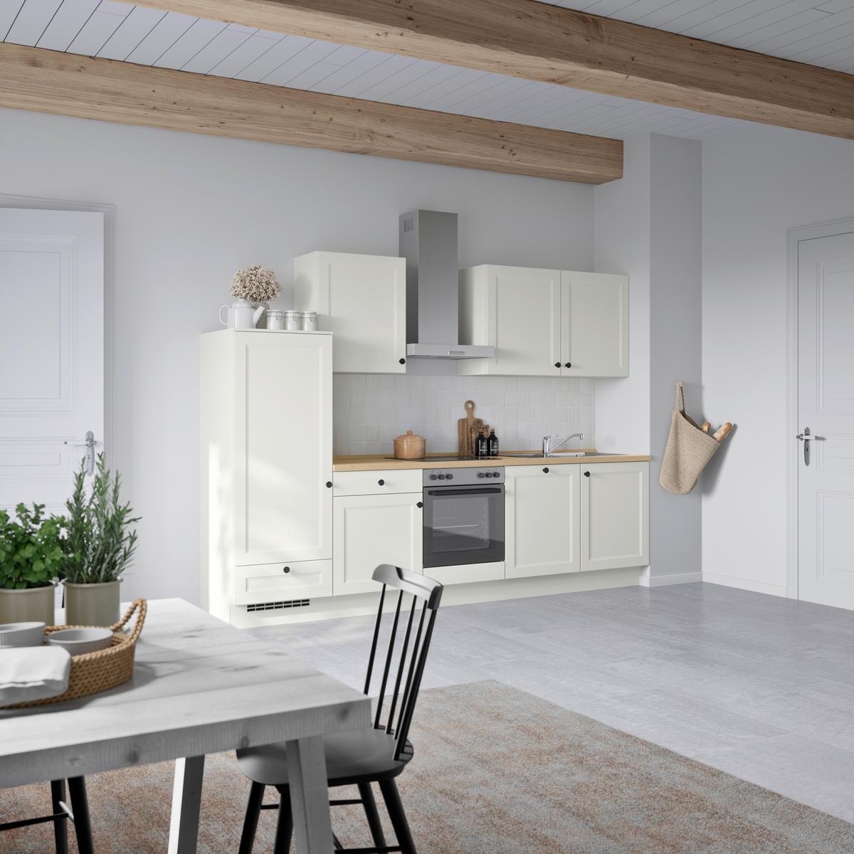 Küchenblock Cascada Low m. Geräten Weiß - Eichefarben/Schwarz, MODERN, Holzwerkstoff/Metall (300cm) - Nobilia