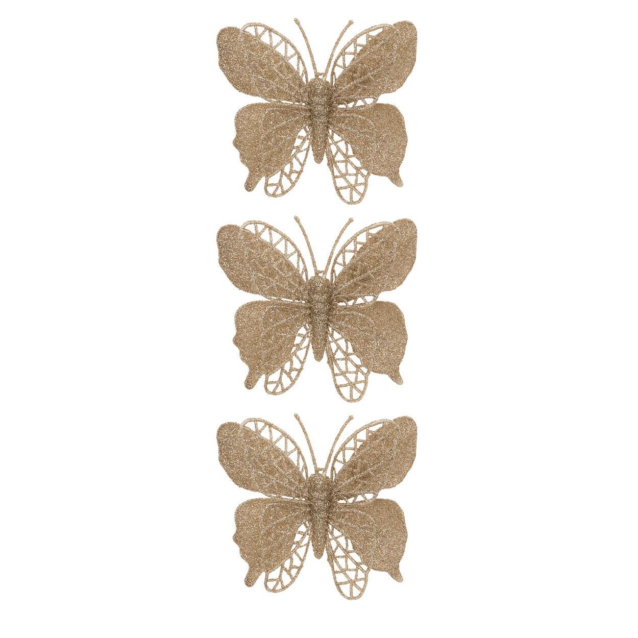 Fluturaș decorativ set 3/1 cca. 10 cm Lonst Fly - bej, Modern, plastic (8,5/2/10cm)