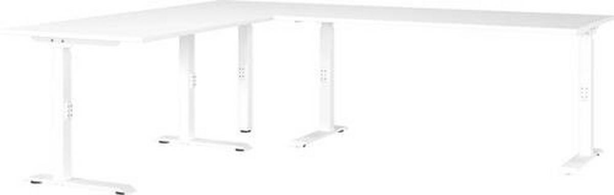 Eckschreibtisch Ribera in Weiß - Weiß, MODERN, Holzwerkstoff/Metall (240/68-91/200cm) - Premium Living