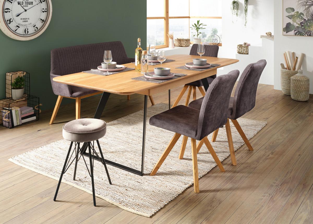 Ausziehtisch aus Eiche Massiv - Schwarz, Modern, Holz (160-210/90/76cm) - Zandiara