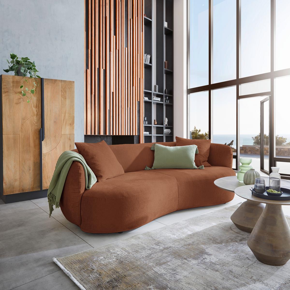 Bigsofa Leonas Kupferfarben - Schwarz/Kupferfarben, MODERN, Kunststoff/Textil (235/72/110cm) - Premium Living