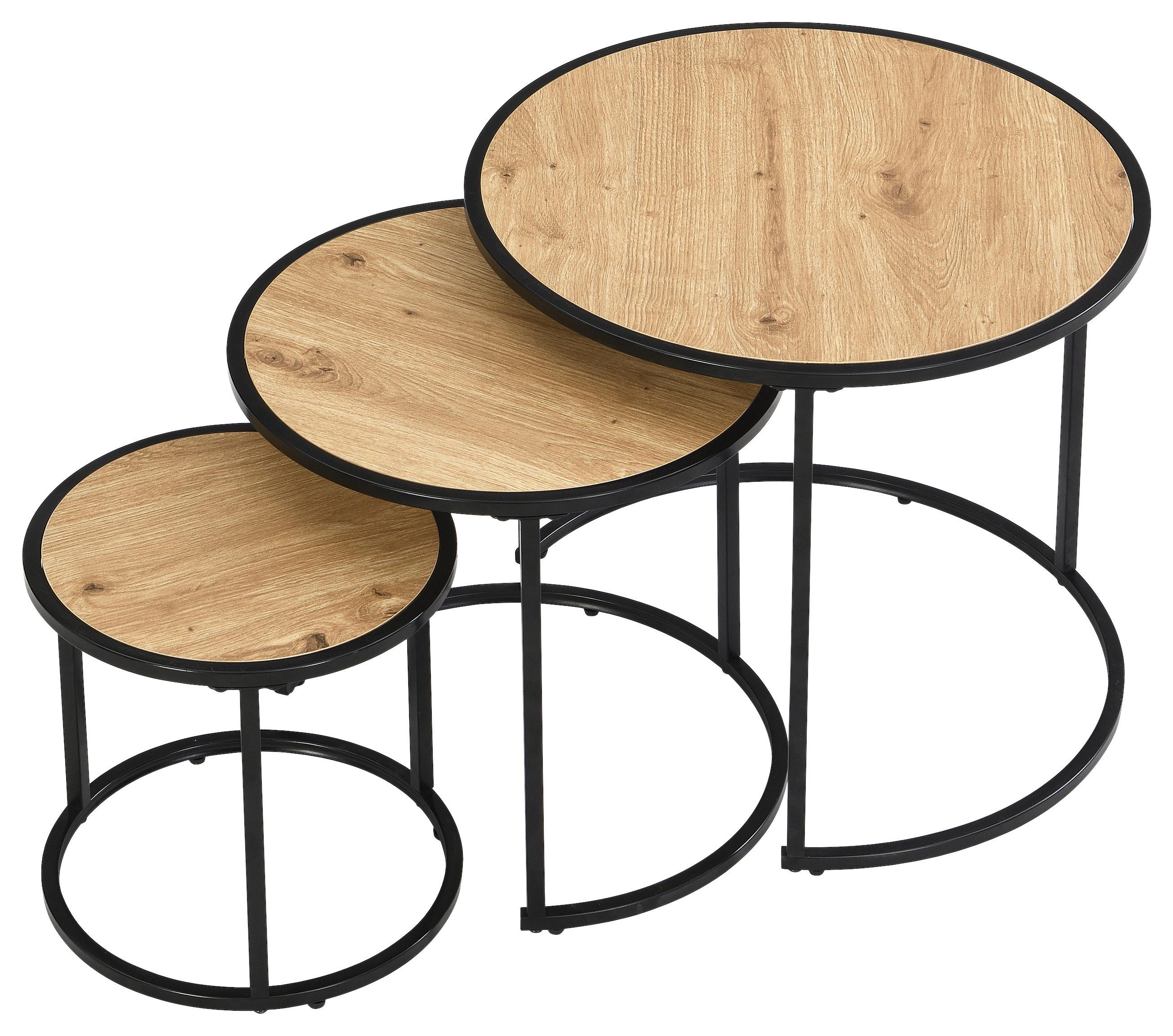 Masă auxiliară MILAN 3 - stejar Artisan/negru, Modern, metal/material pe bază de lemn (50/45/50cm) - Modern Living