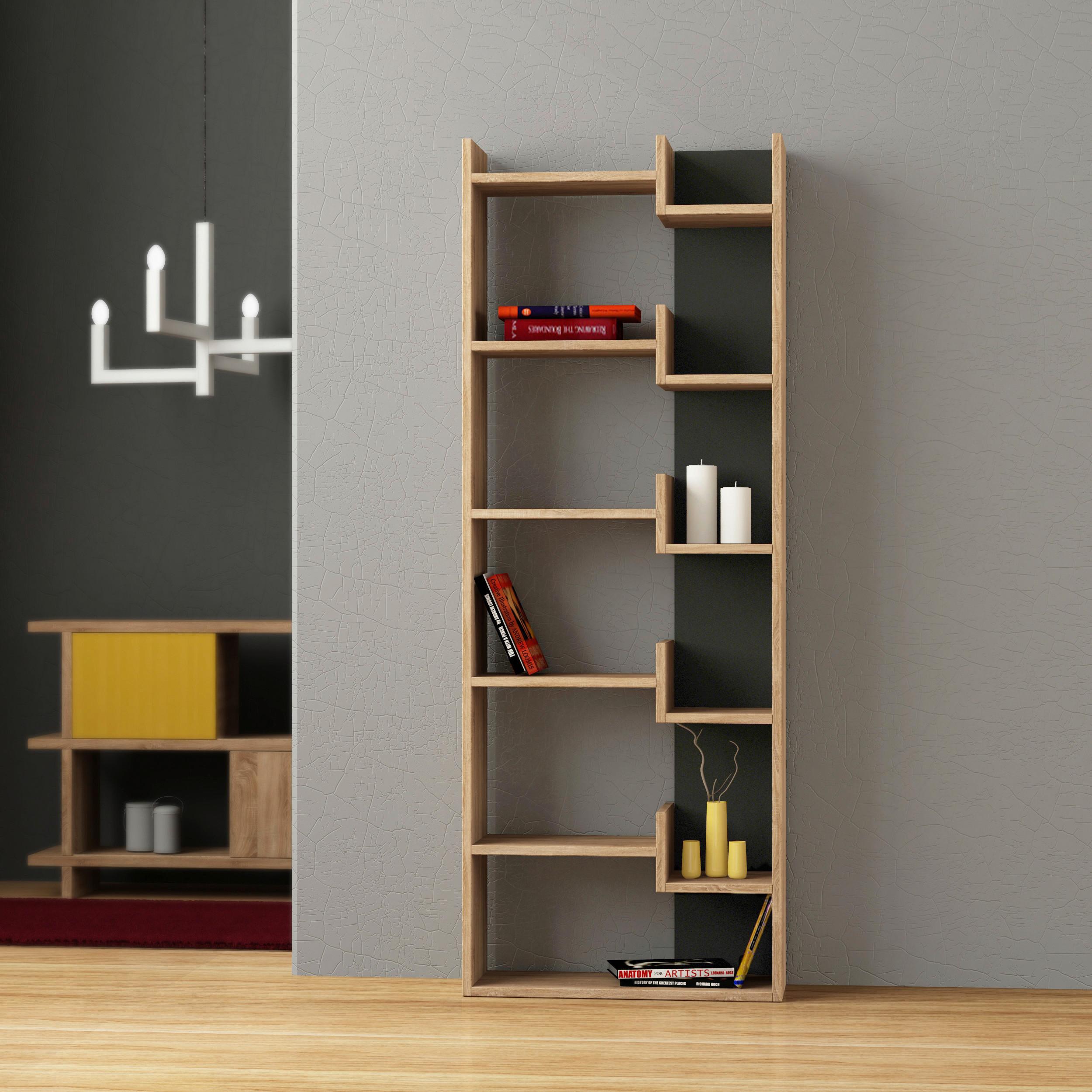 BÜCHERWAND OPPA BÜCHERREGAL - Eiche dunkel, Design, Holzwerkstoff (61/163/22cm) - Livetastic