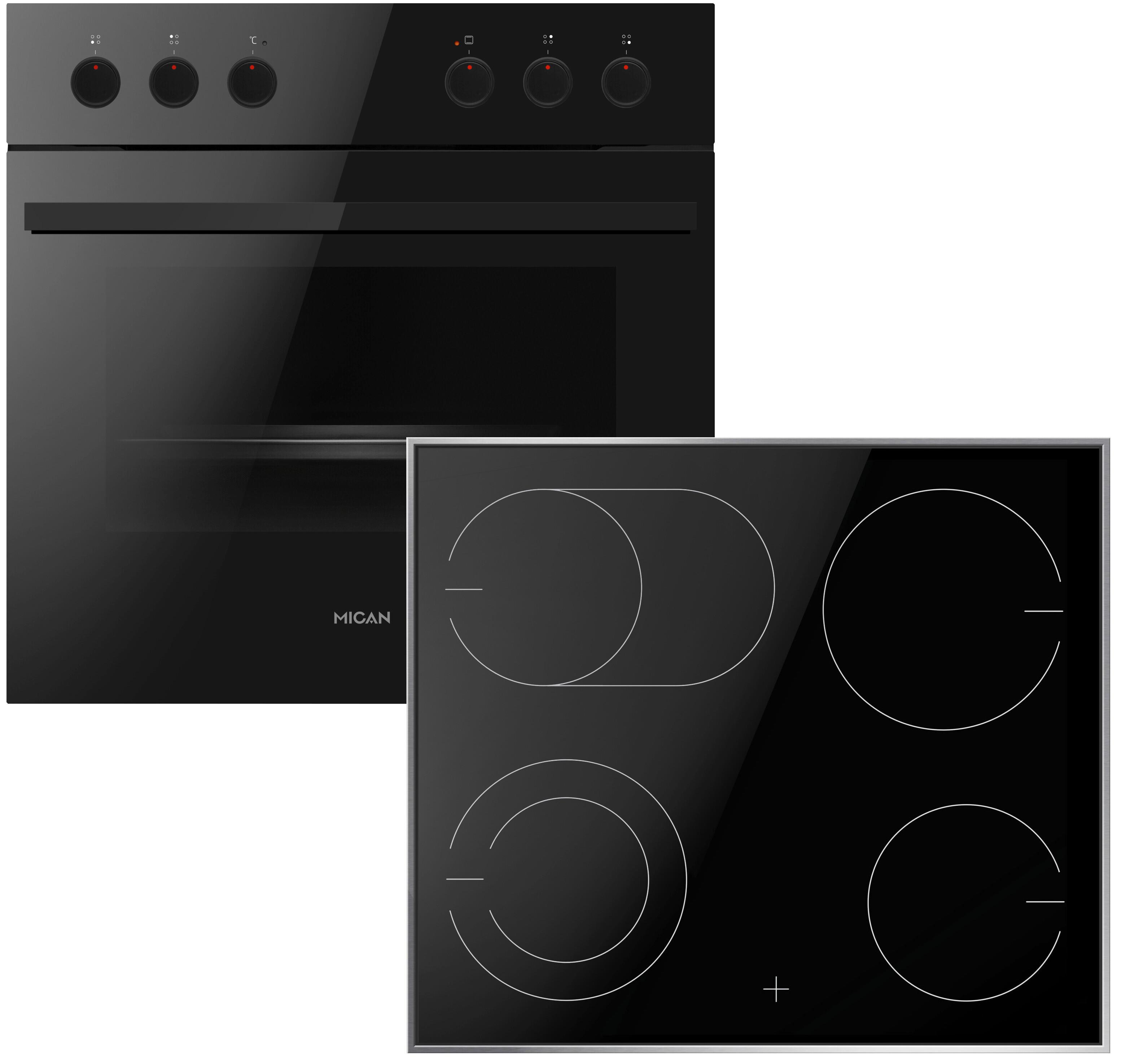 Herdset 90355 Schwarz - Schwarz, Basics, Glas/Metall (59,5/59,5/57,5cm) - Mican