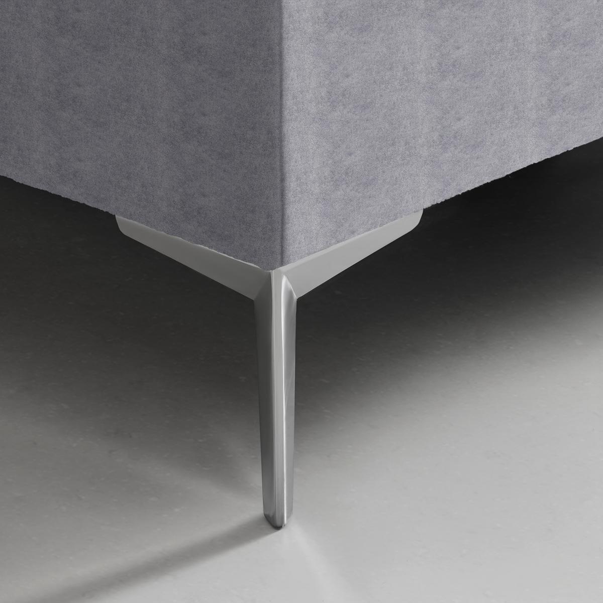Boxspringbett Queen in Hellgrau ca. 160x200cm - Chromfarben/Goldfarben, Konventionell, Textil (160/200cm) - Premium Living