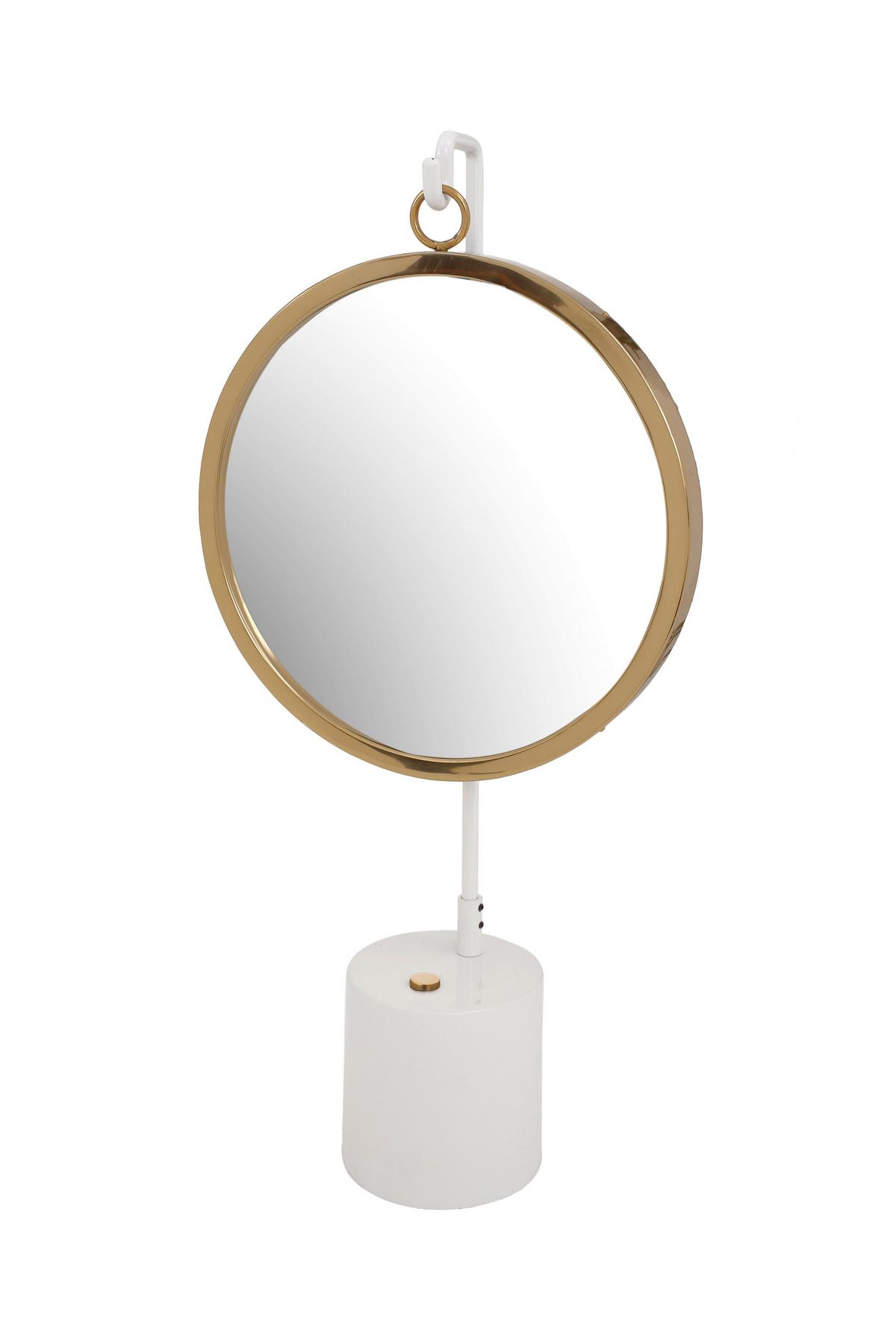 Tischspiegel Eleganca ca. 30x65x13 cm Weiß/Gold - Goldfarben/Weiß, LIFESTYLE, Glas/Metall (30/65/13cm) - Kayoom