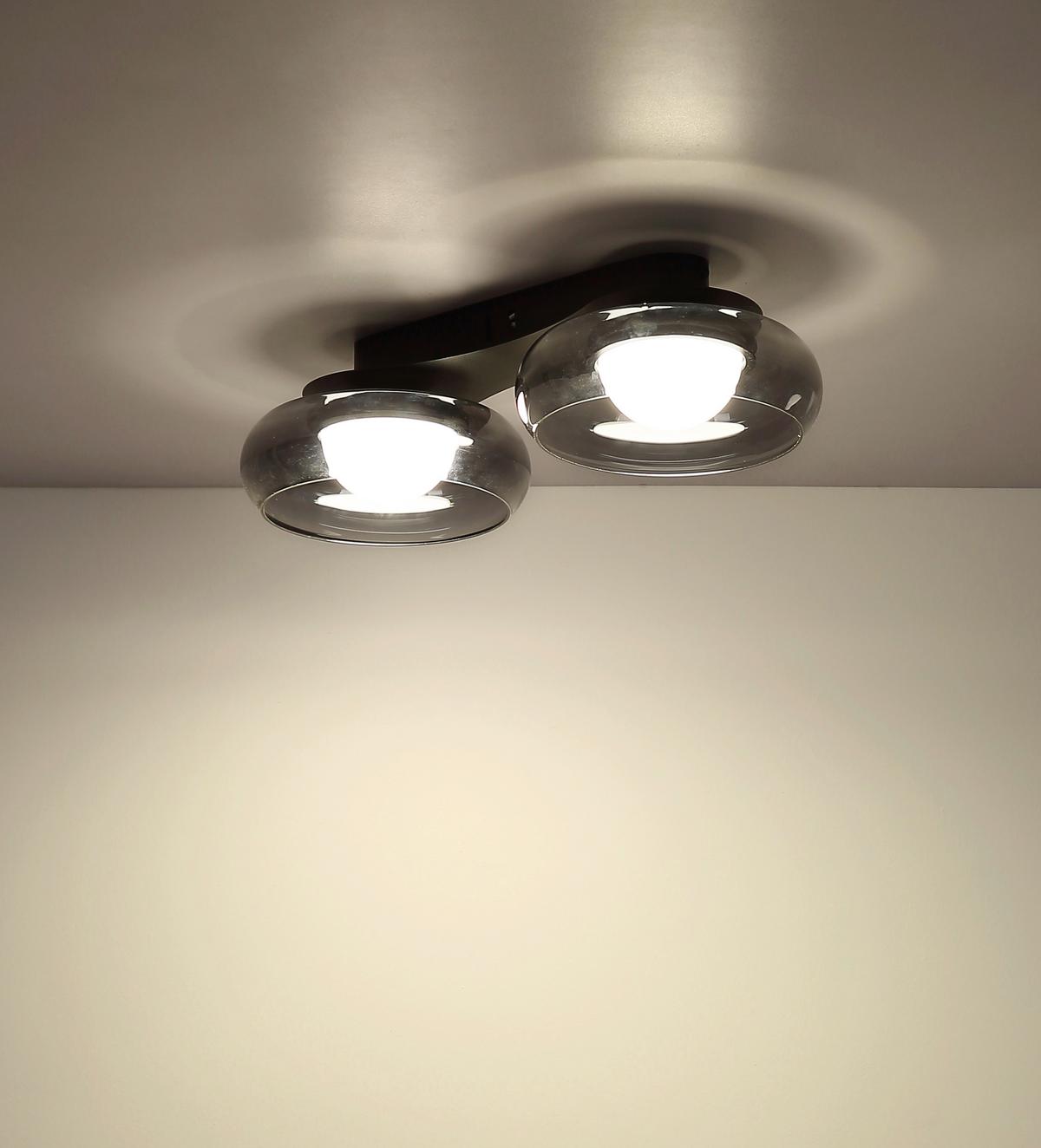 Led Stropna Svjetiljka Carlene - bijela/siva, Design, staklo/metal (45/20/10cm) - Globo