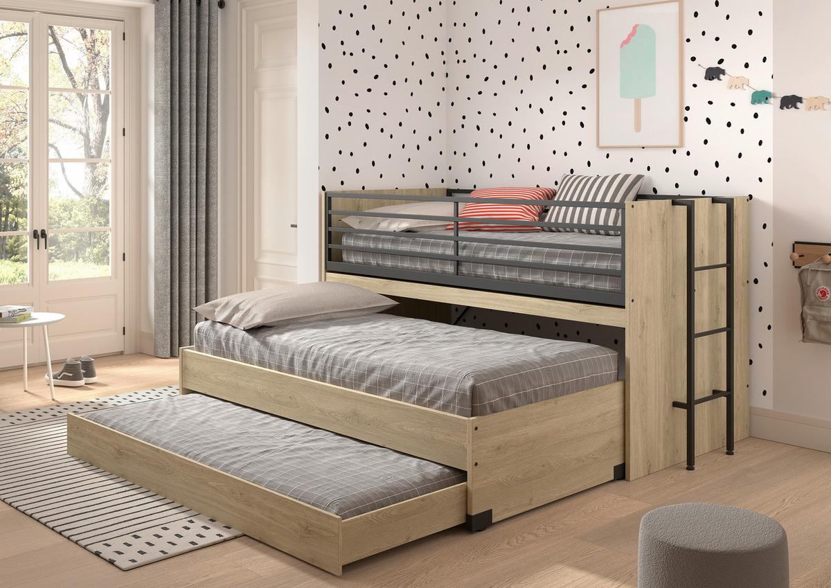 Hochbett Sam Eichefarben ca. 90x200 cm - Eichefarben, MODERN, Holzwerkstoff (90/200cm) - Vipack
