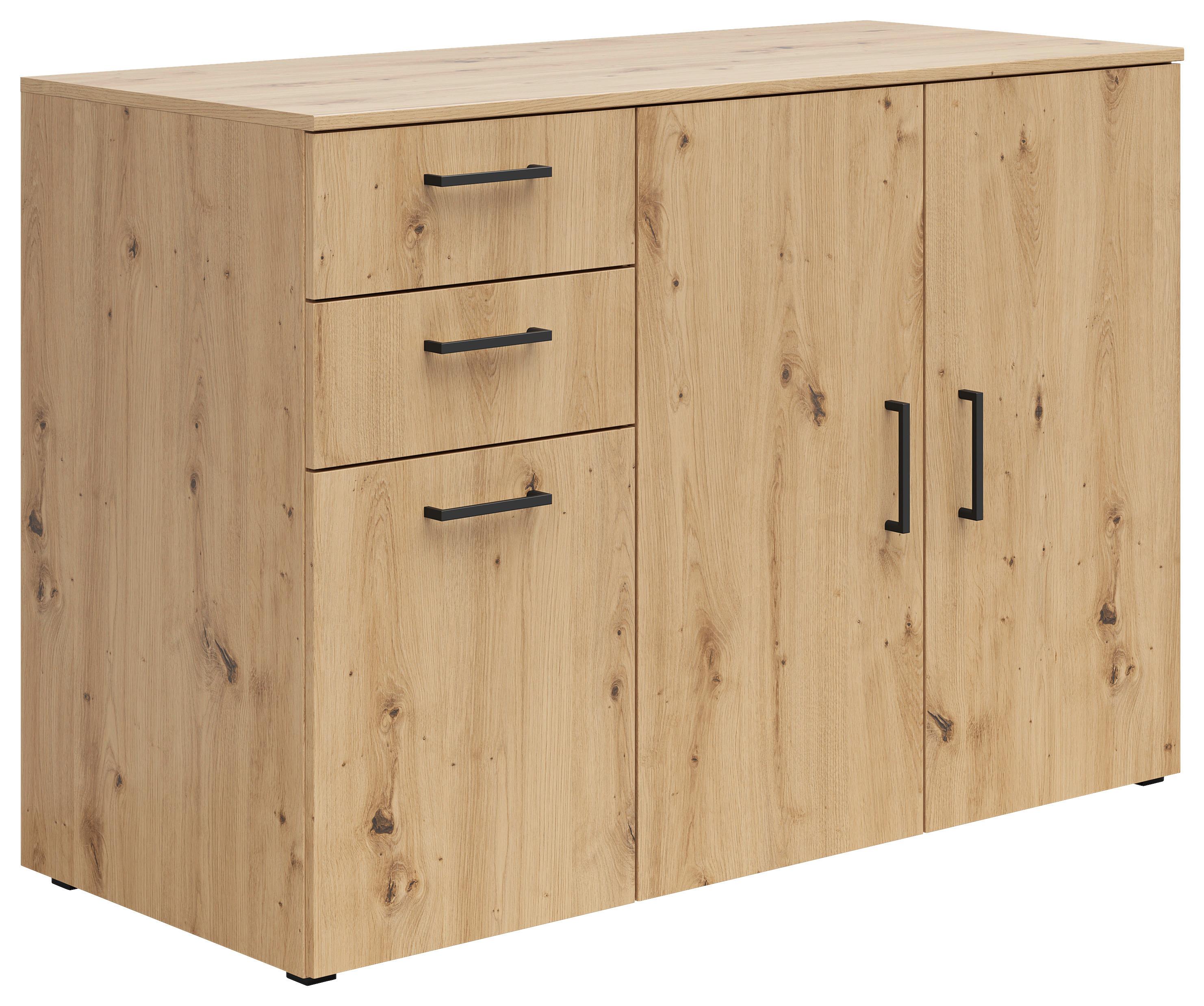 Komoda Multi - hrast Artisan/crna, Moderno, drvni materijal/plastika (120/83/52cm) - Modern Living