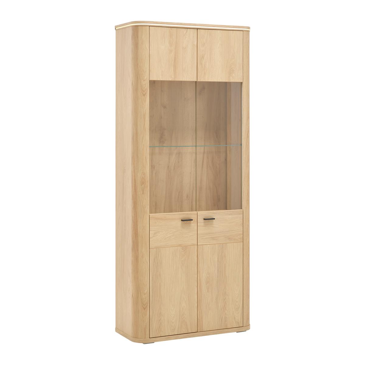 Vitrine Lagos Eichefarben - Eichefarben/Anthrazit, MODERN, Glas/Holzwerkstoff (89,2/209,5/37,5cm) - Premium Living